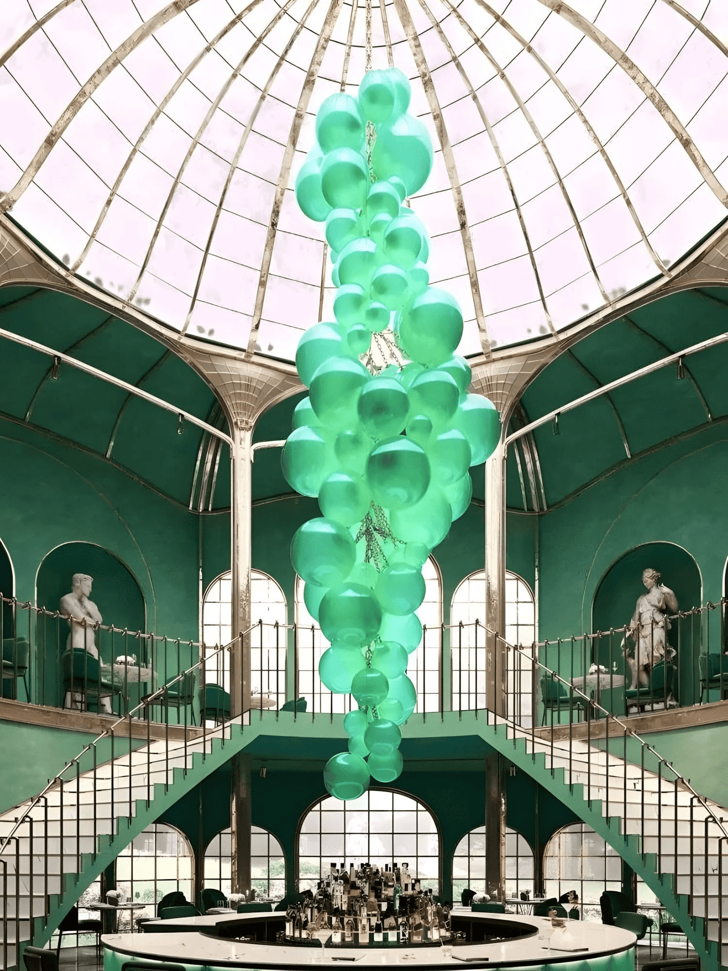 Blixo Chandelier Murano Glass Grape Cluster Art Deco-Neutral Decor