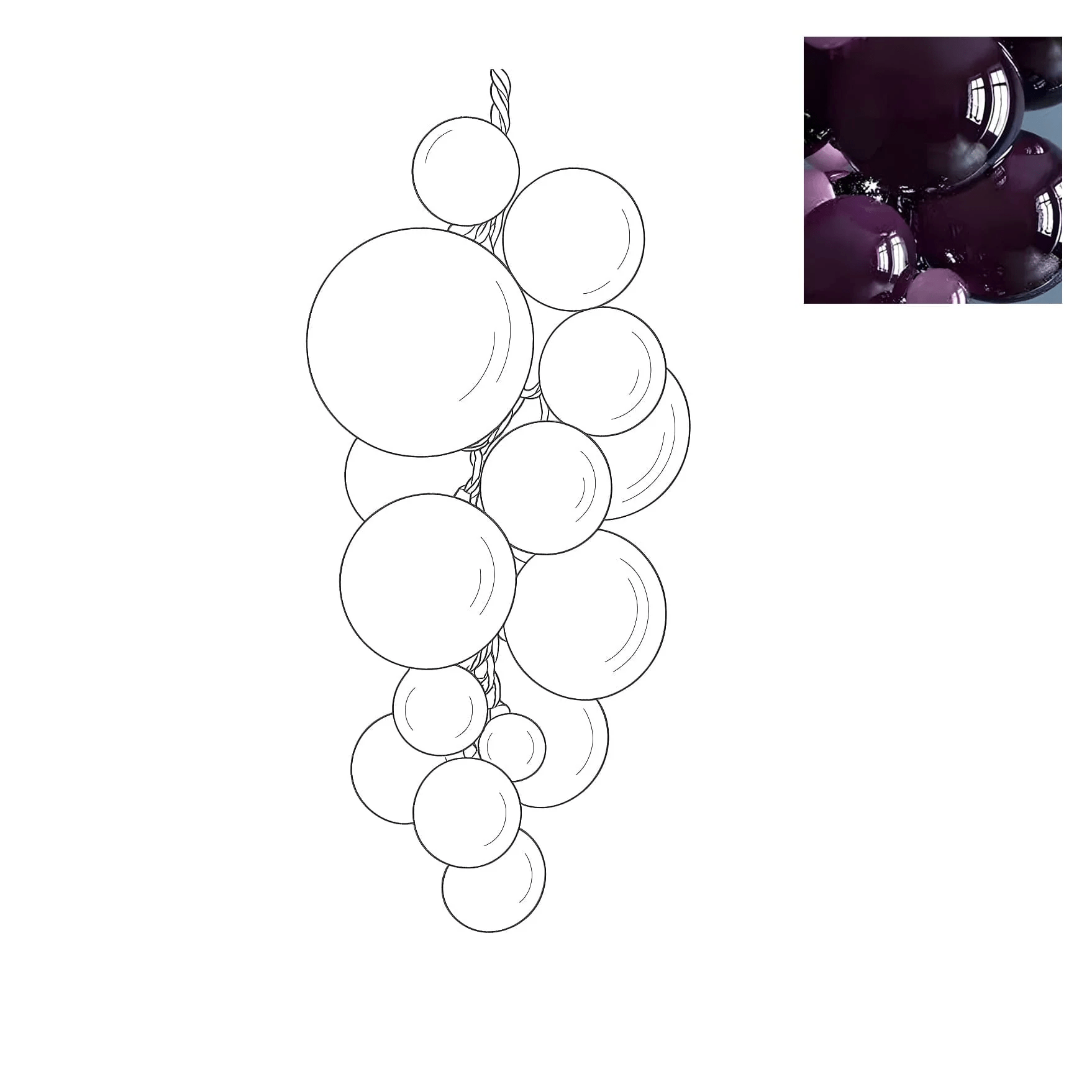 Blixo Chandelier Murano Glass Grape Cluster Art Deco-Neutral Decor