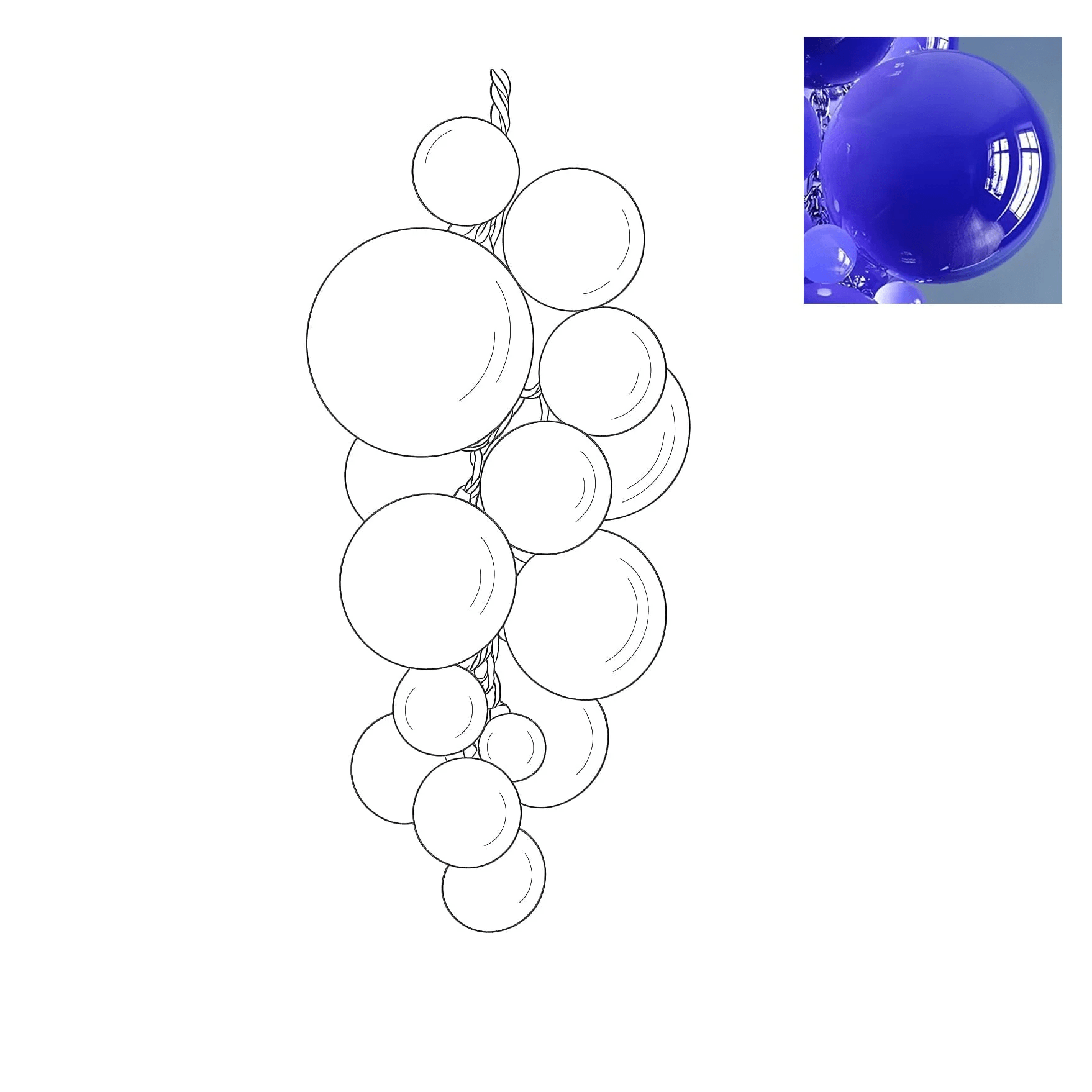 Blixo Chandelier Murano Glass Grape Cluster Art Deco-Neutral Decor