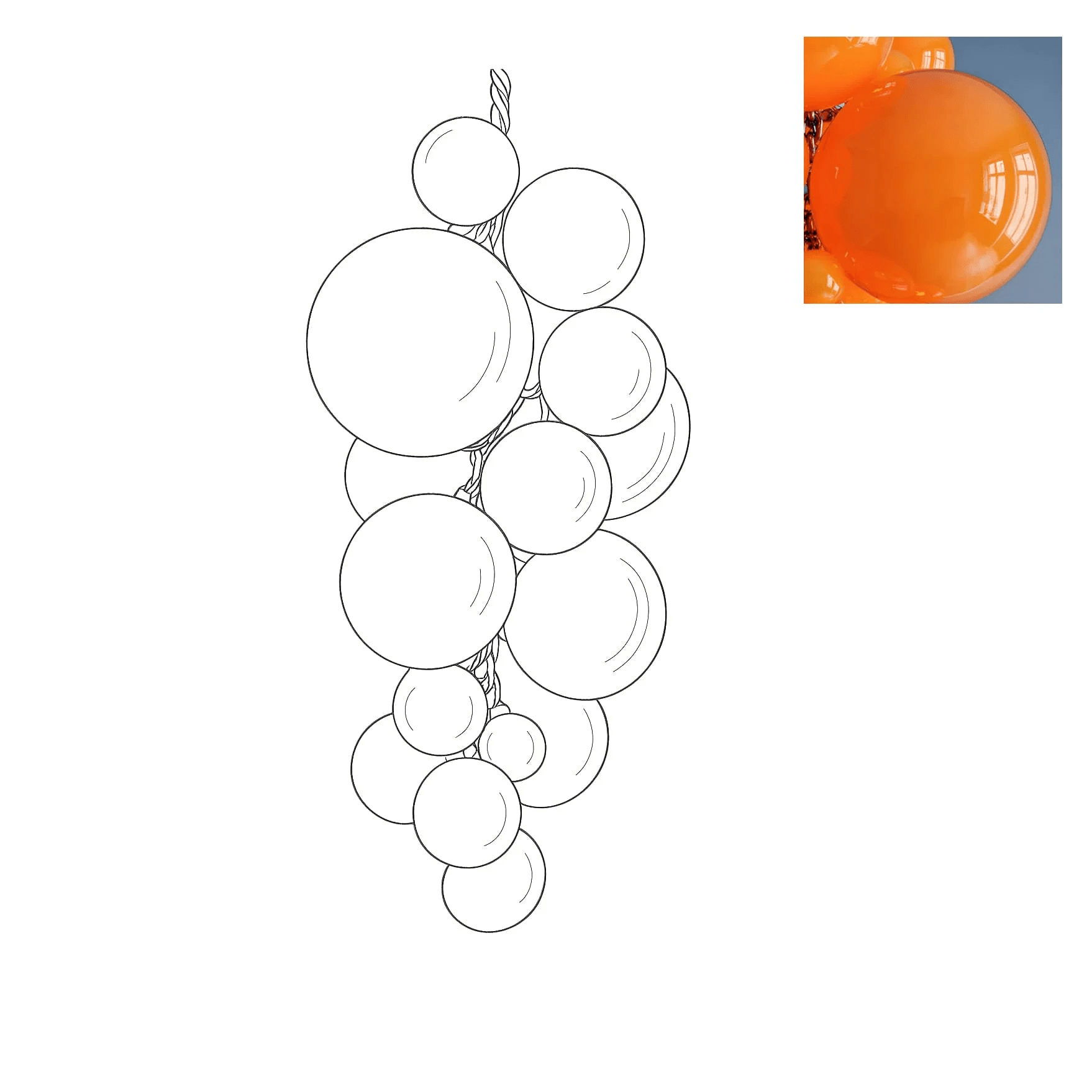 Blixo Chandelier Murano Glass Grape Cluster Art Deco-Neutral Decor