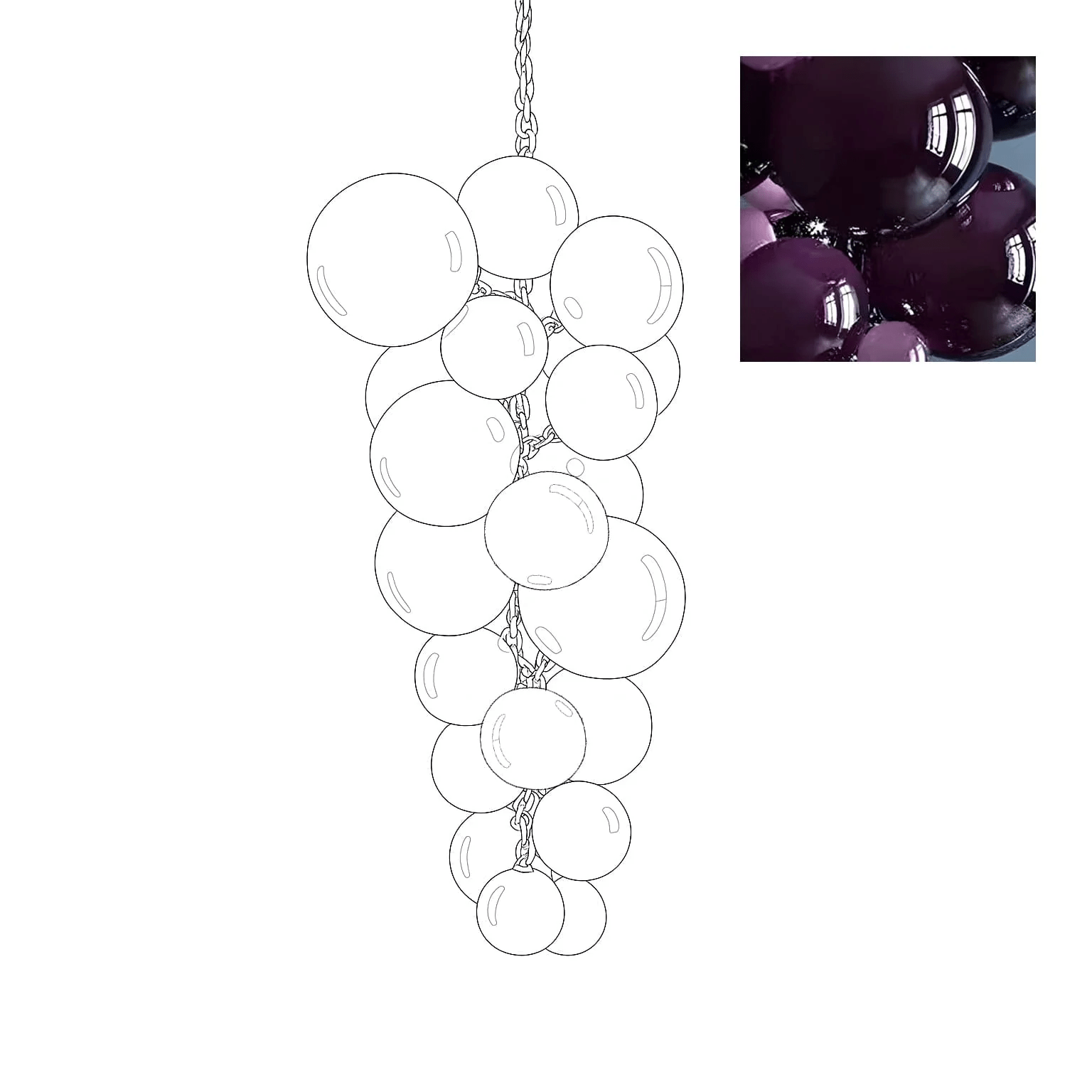 Blixo Chandelier Murano Glass Grape Cluster Art Deco-Neutral Decor