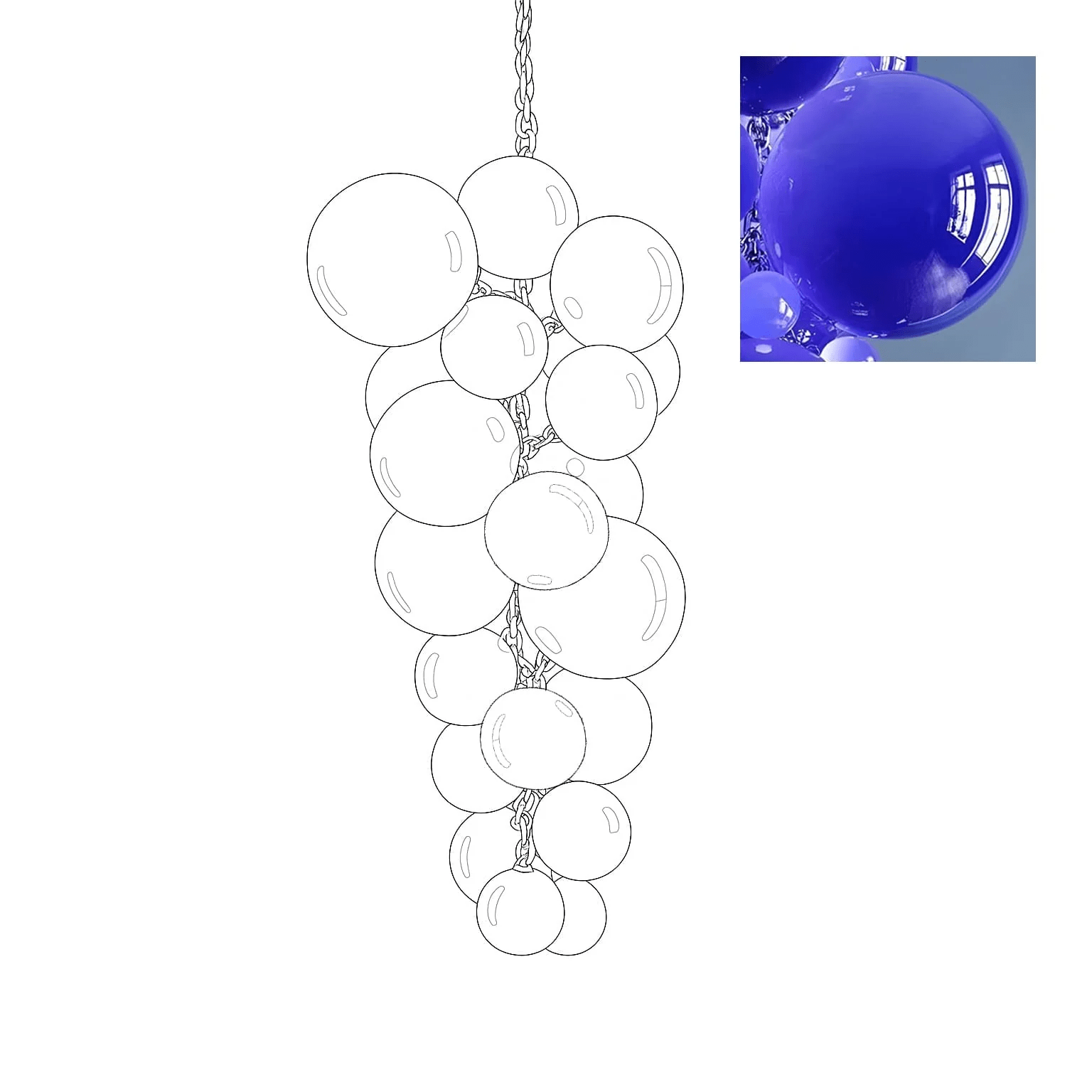 Blixo Chandelier Murano Glass Grape Cluster Art Deco-Neutral Decor