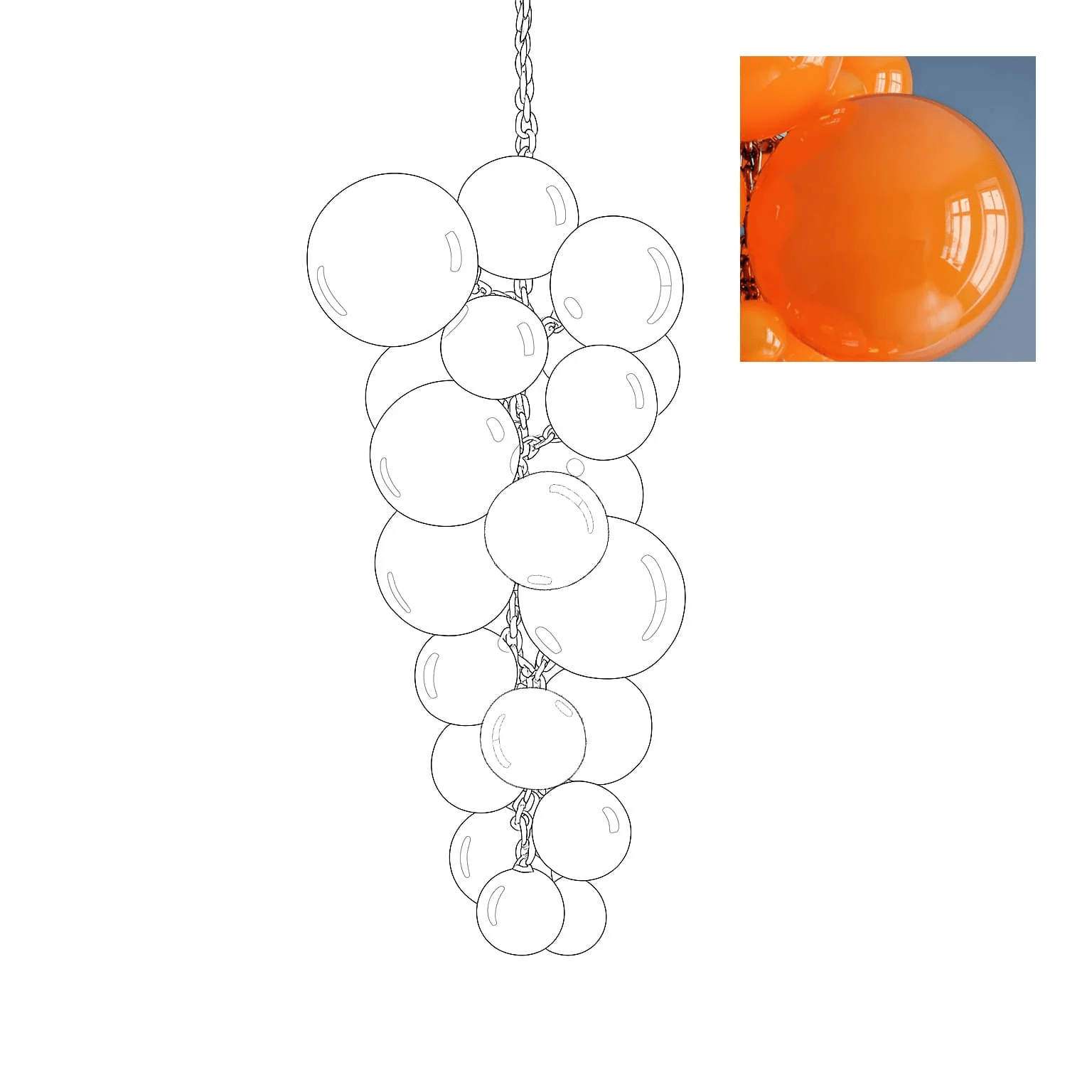 Blixo Chandelier Murano Glass Grape Cluster Art Deco-Neutral Decor