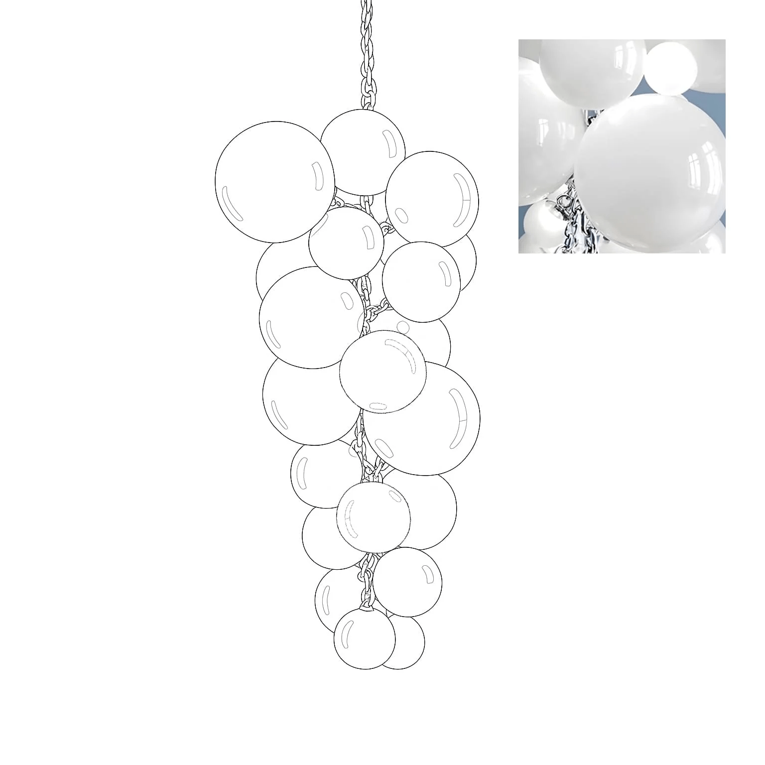 Blixo Chandelier Murano Glass Grape Cluster Art Deco-Neutral Decor