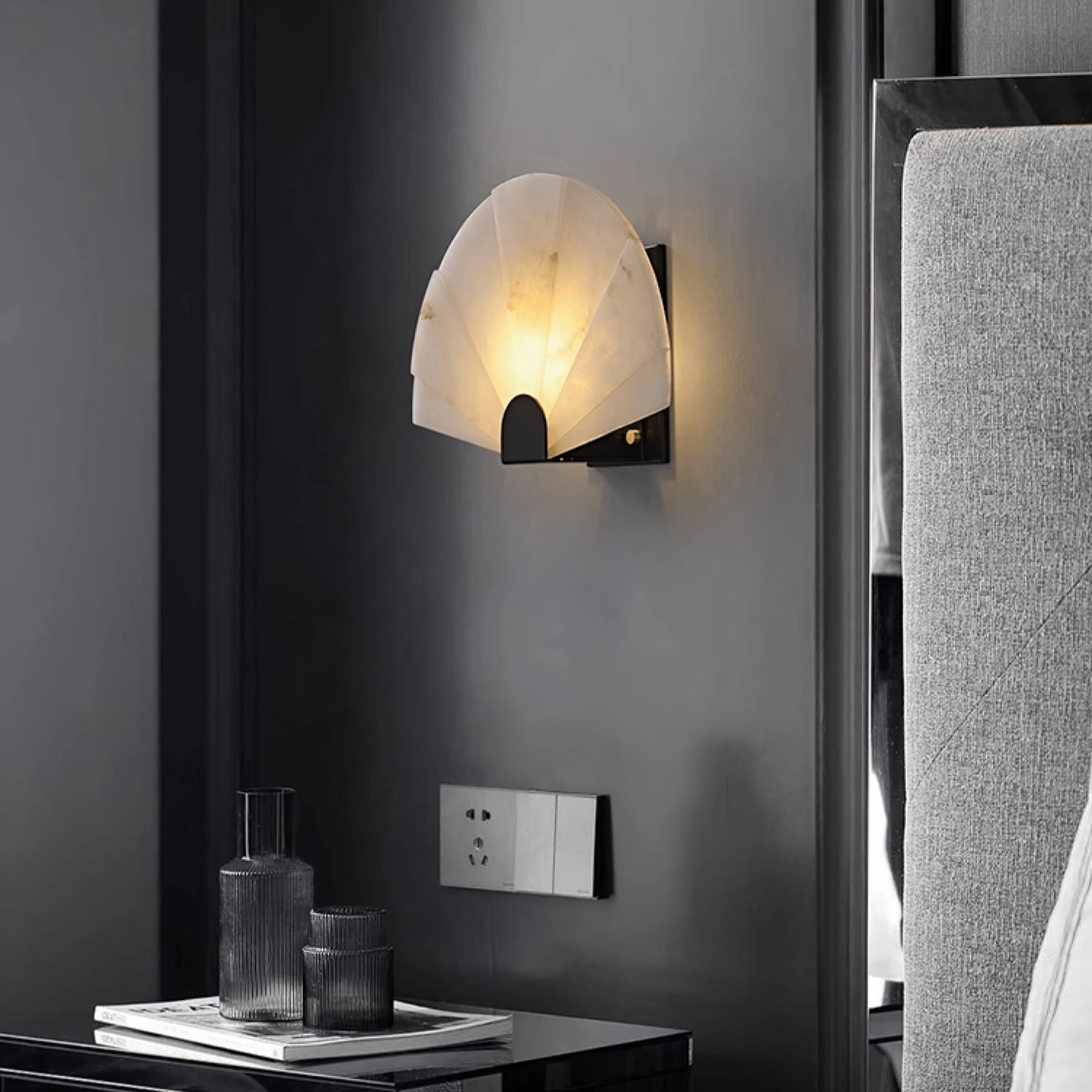 Aurelia Minimalist Alabaster Wall Light-Neutral Decor