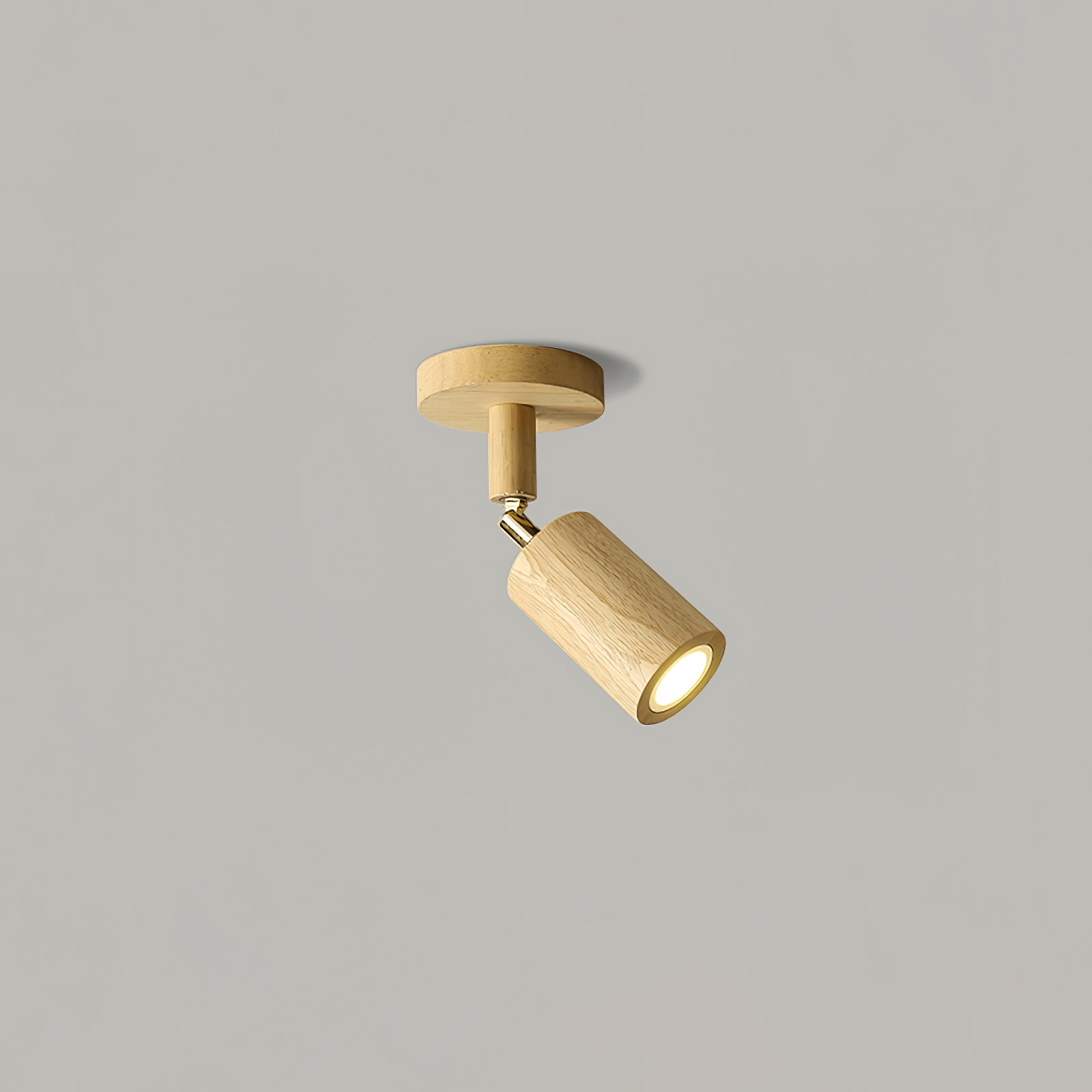 Solara Ceiling Lamp Natural Wood Beam with Spotlight-Neutral Decor