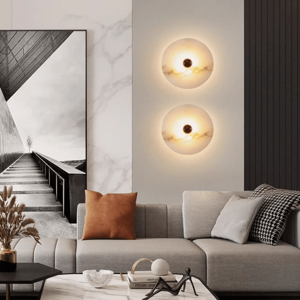 Selene Minimalist Alabaster Ceiling Light-Neutral Decor