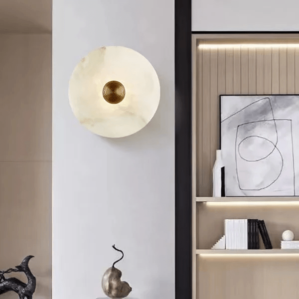 Selene Minimalist Alabaster Ceiling Light-Neutral Decor