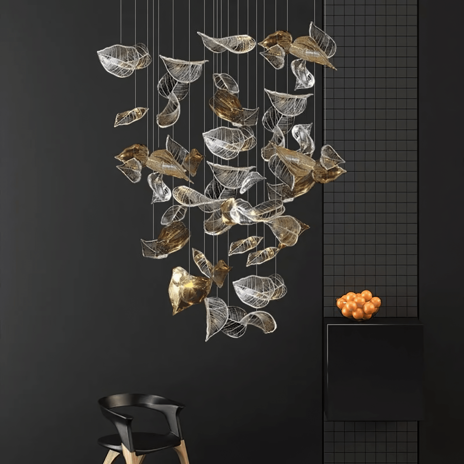 Darien Iridescent Leaf Pendant Light-Neutral Decor