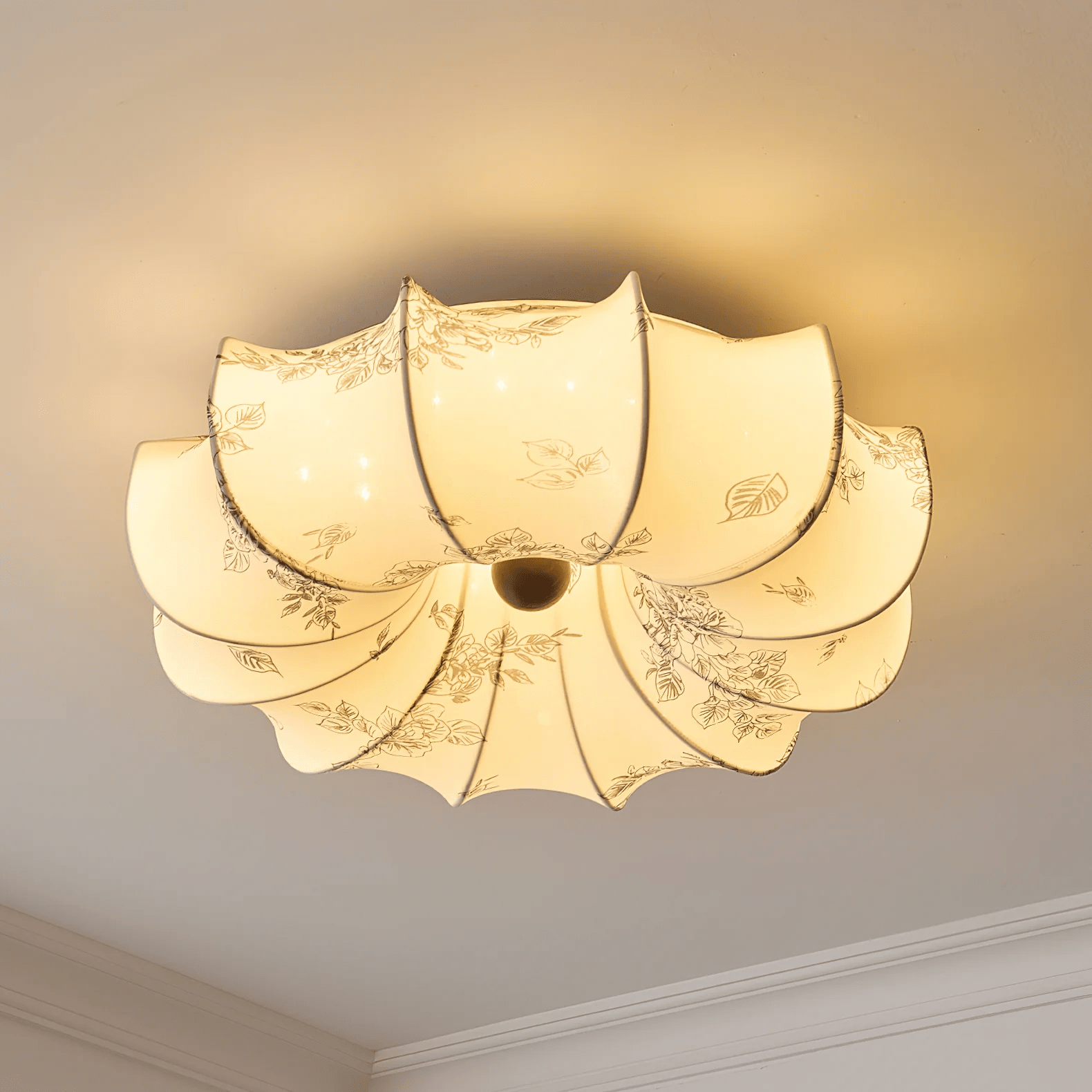 Vivaria Premium Nordic Art Wood Fabric Ceiling Light-Neutral Decor