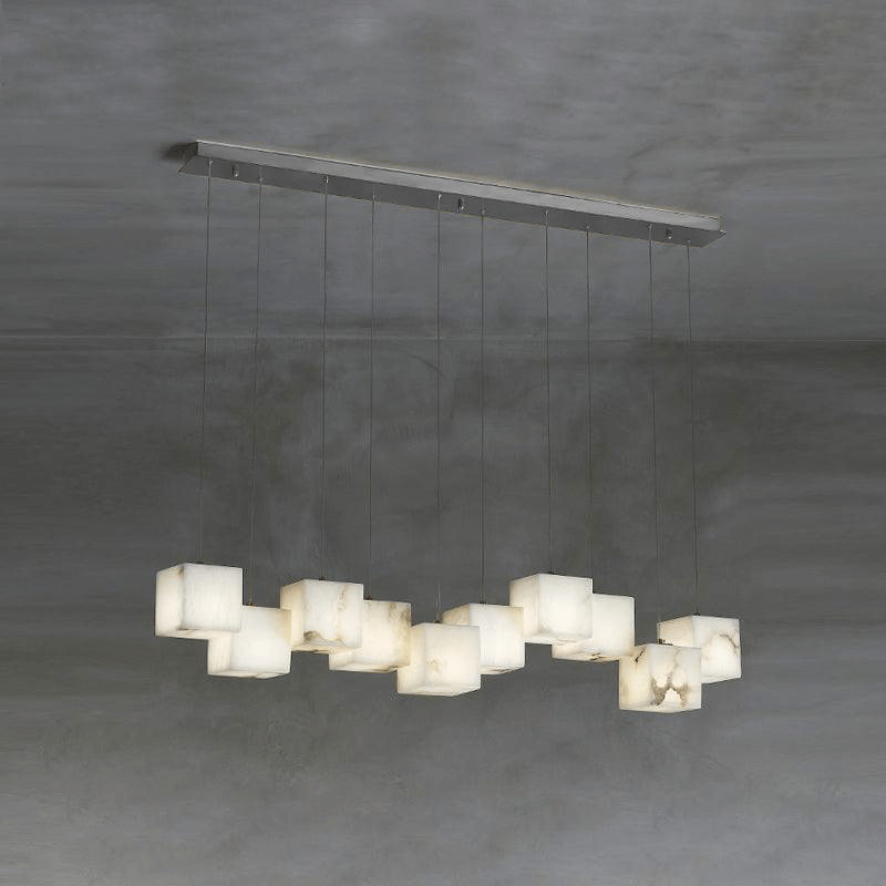 Develo Minimalist Alabaster Linear Pendant Light Chandelier-Neutral Decor