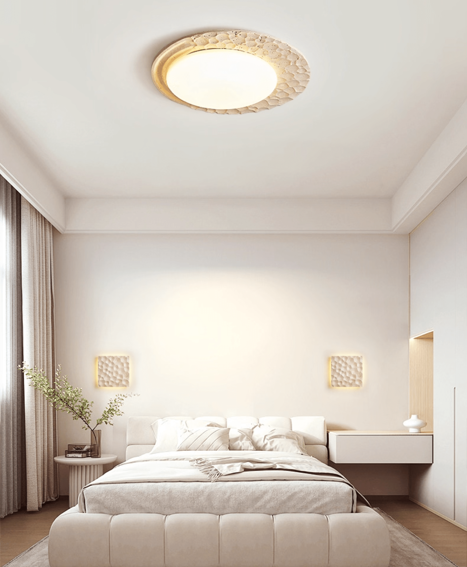 Ivsoris Textured Travertine Ceiling Light-Neutral Decor