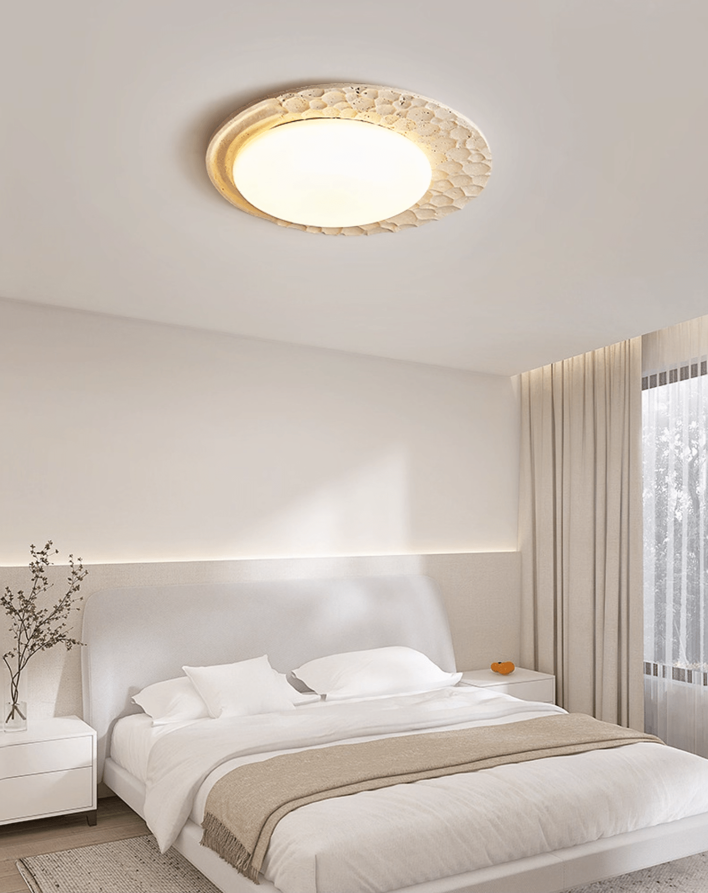 Ivsoris Textured Travertine Ceiling Light-Neutral Decor