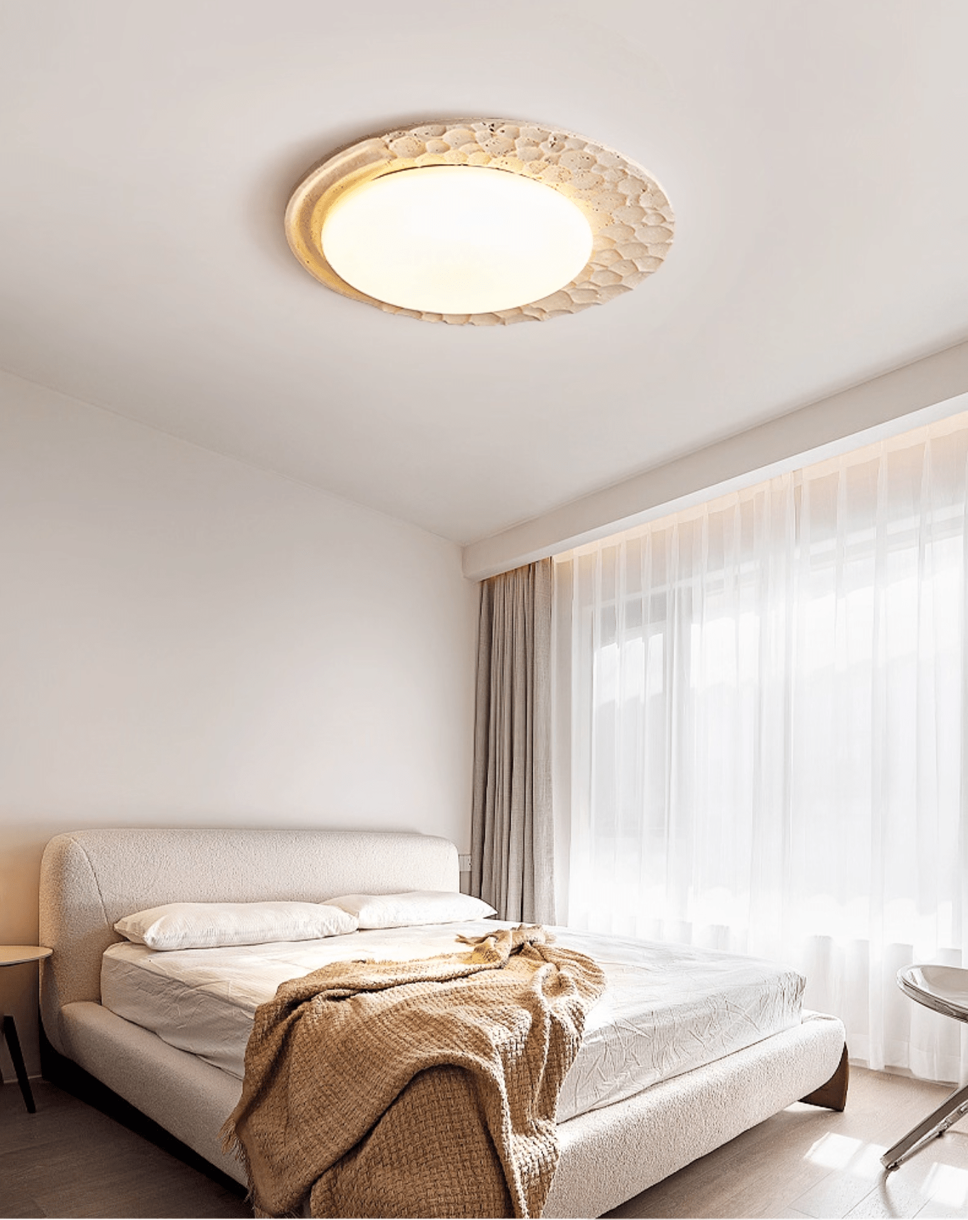 Ivsoris Textured Travertine Ceiling Light-Neutral Decor