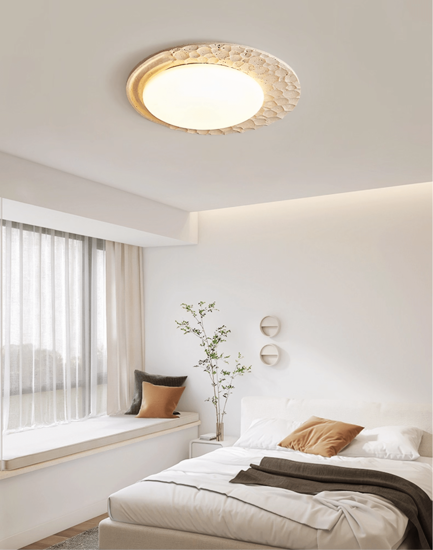Ivsoris Textured Travertine Ceiling Light-Neutral Decor
