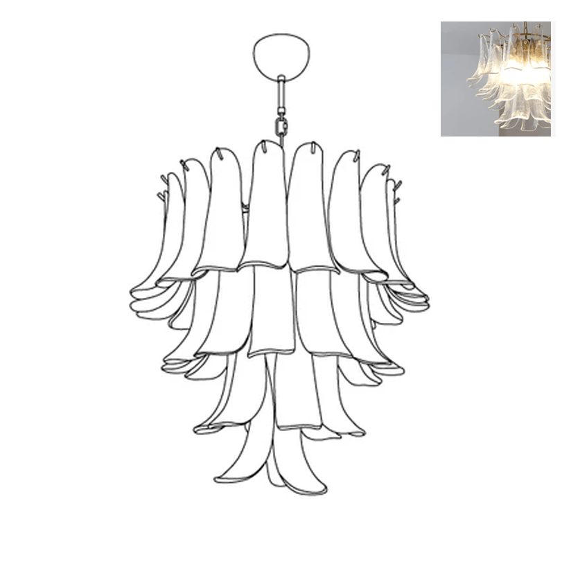 Aurora Chandelier Murano Glass Petals Vintage-Neutral Decor