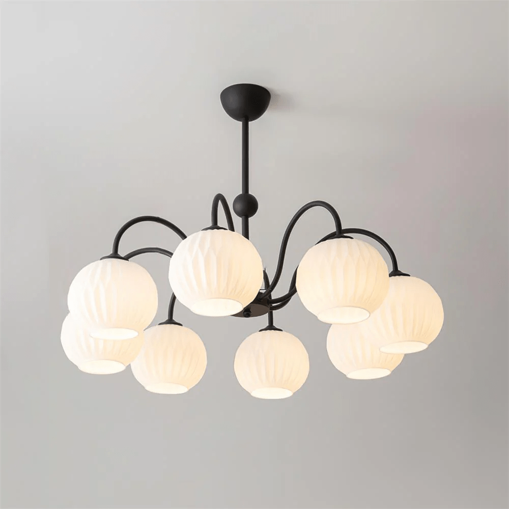 Colven Chandelier Green Ribbed Glass Modern 8-Light-Neutral Decor