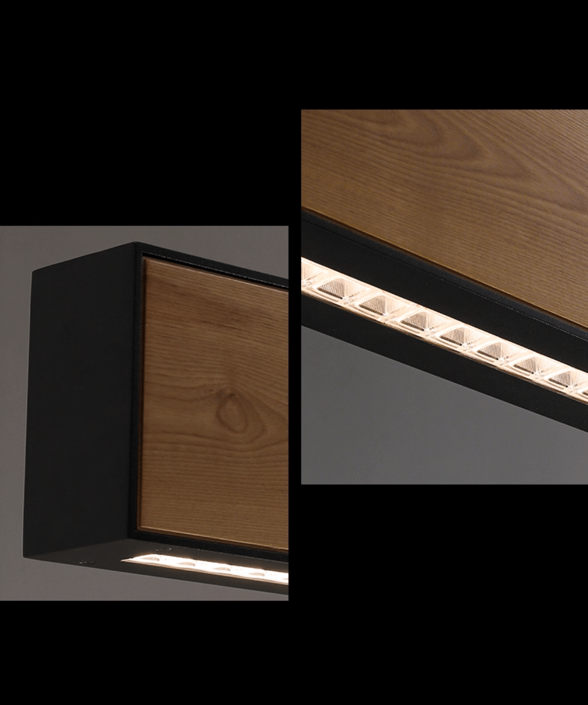 Lustra Pendant Light Wood Gemstone Linear LED-Neutral Decor
