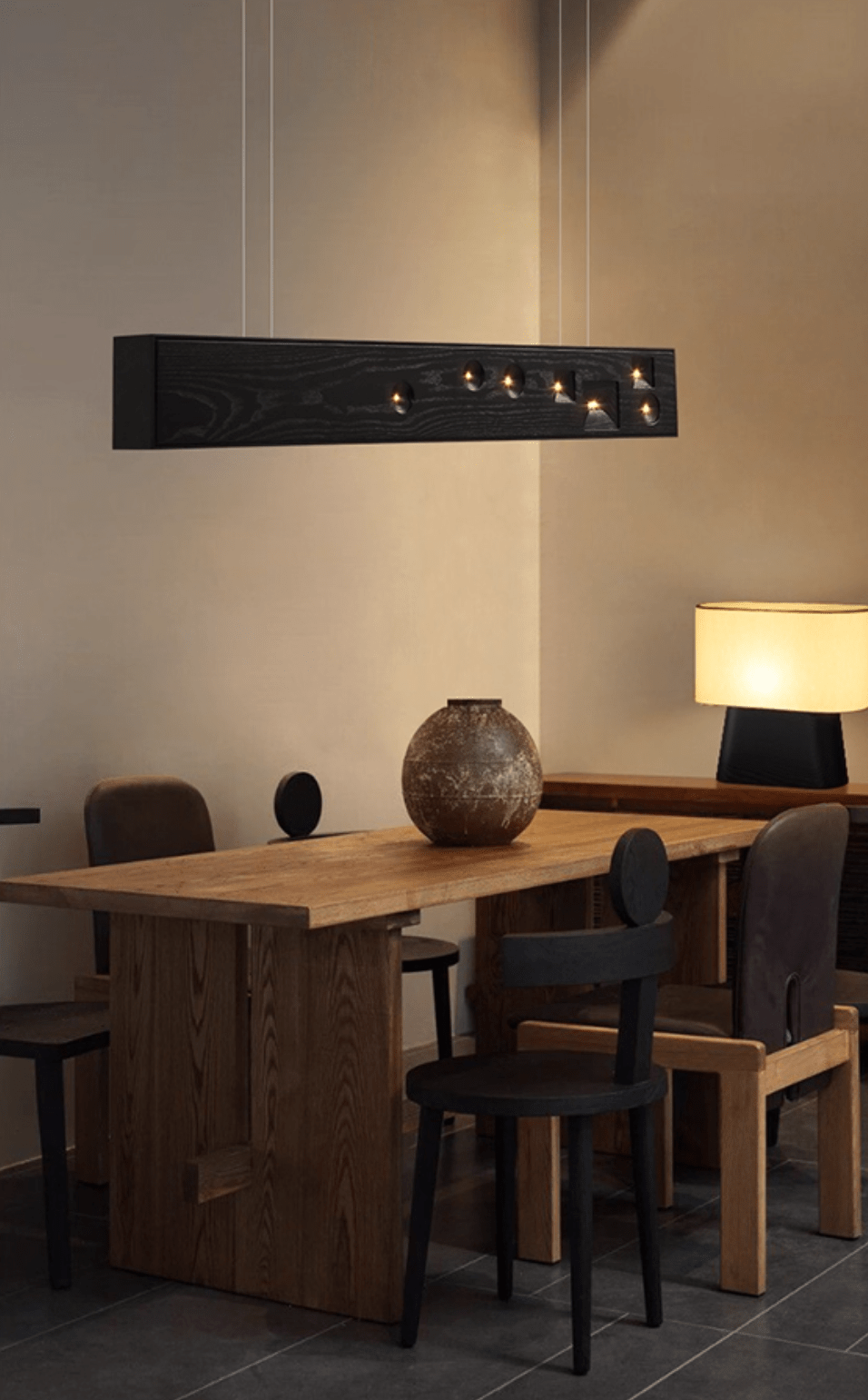 Lustra Pendant Light Wood Gemstone Linear LED-Neutral Decor