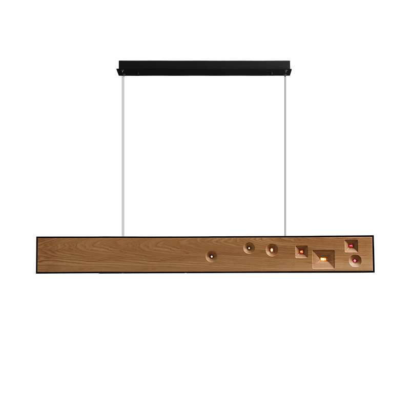 Lustra Pendant Light Wood Gemstone Linear LED-Neutral Decor