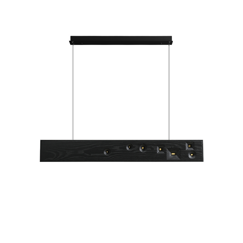 Lustra Pendant Light Wood Gemstone Linear LED-Neutral Decor