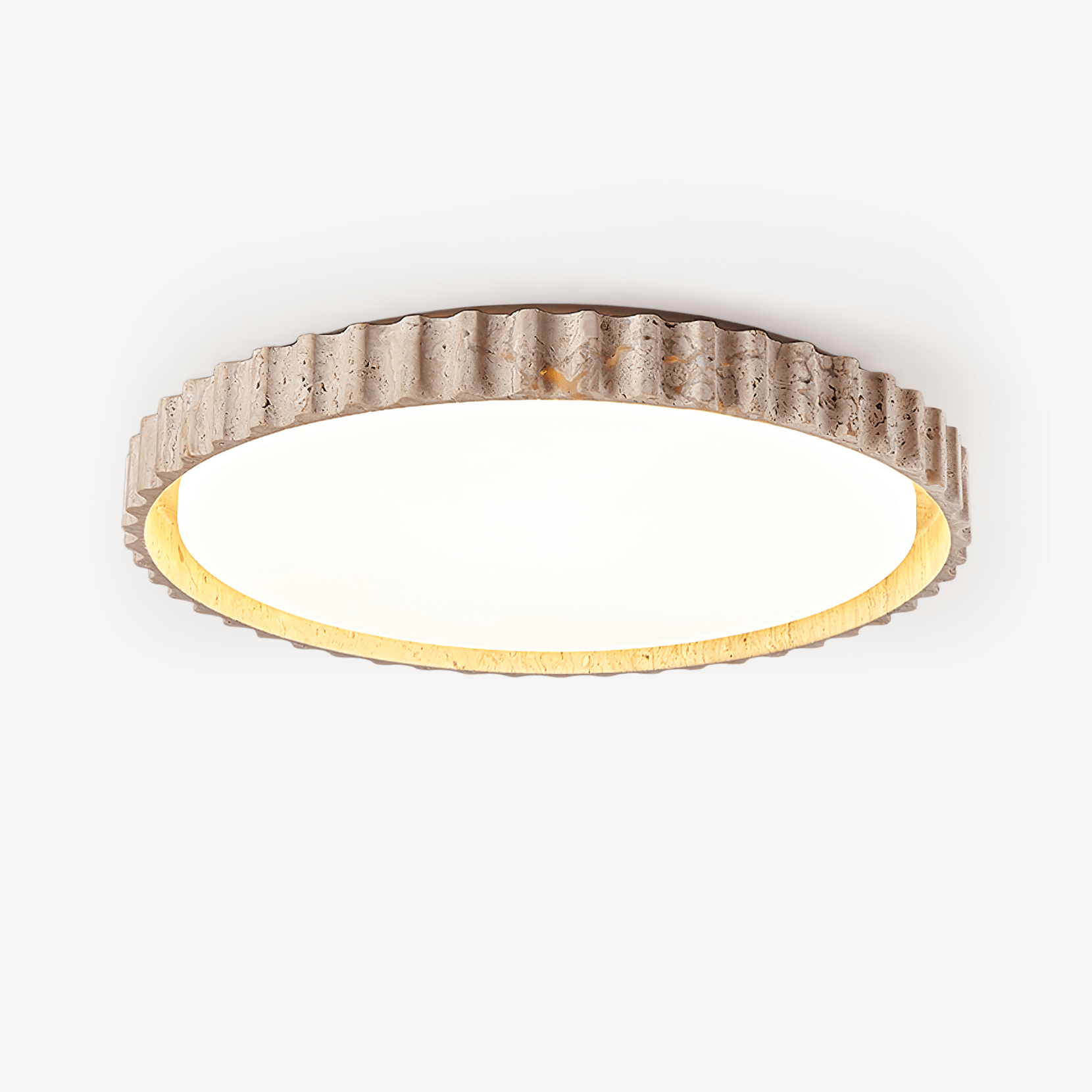 Elem Fluted Ring Travertine Ceiling Light-Neutral Decor