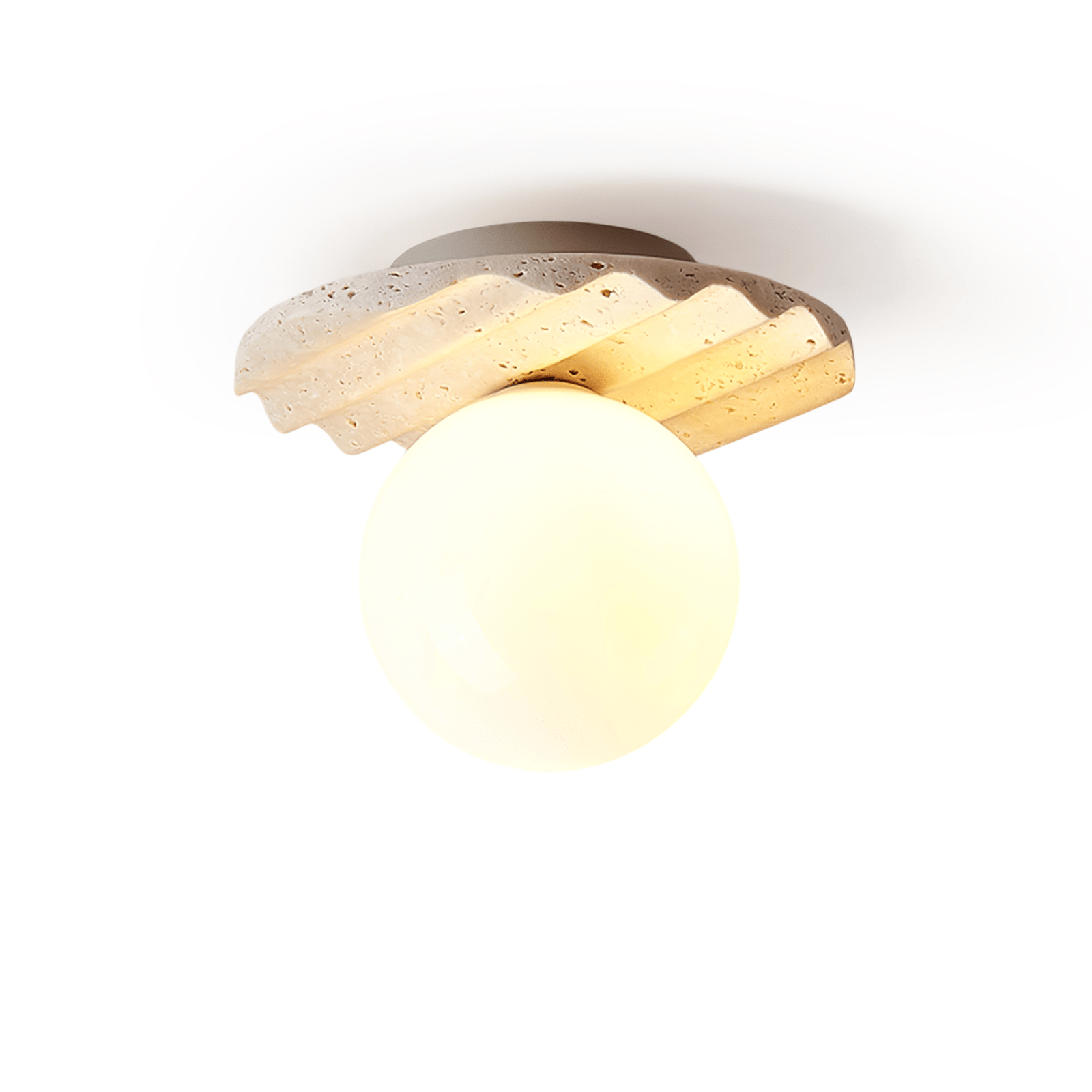 Travertine Wave Ceiling Light-Neutral Decor