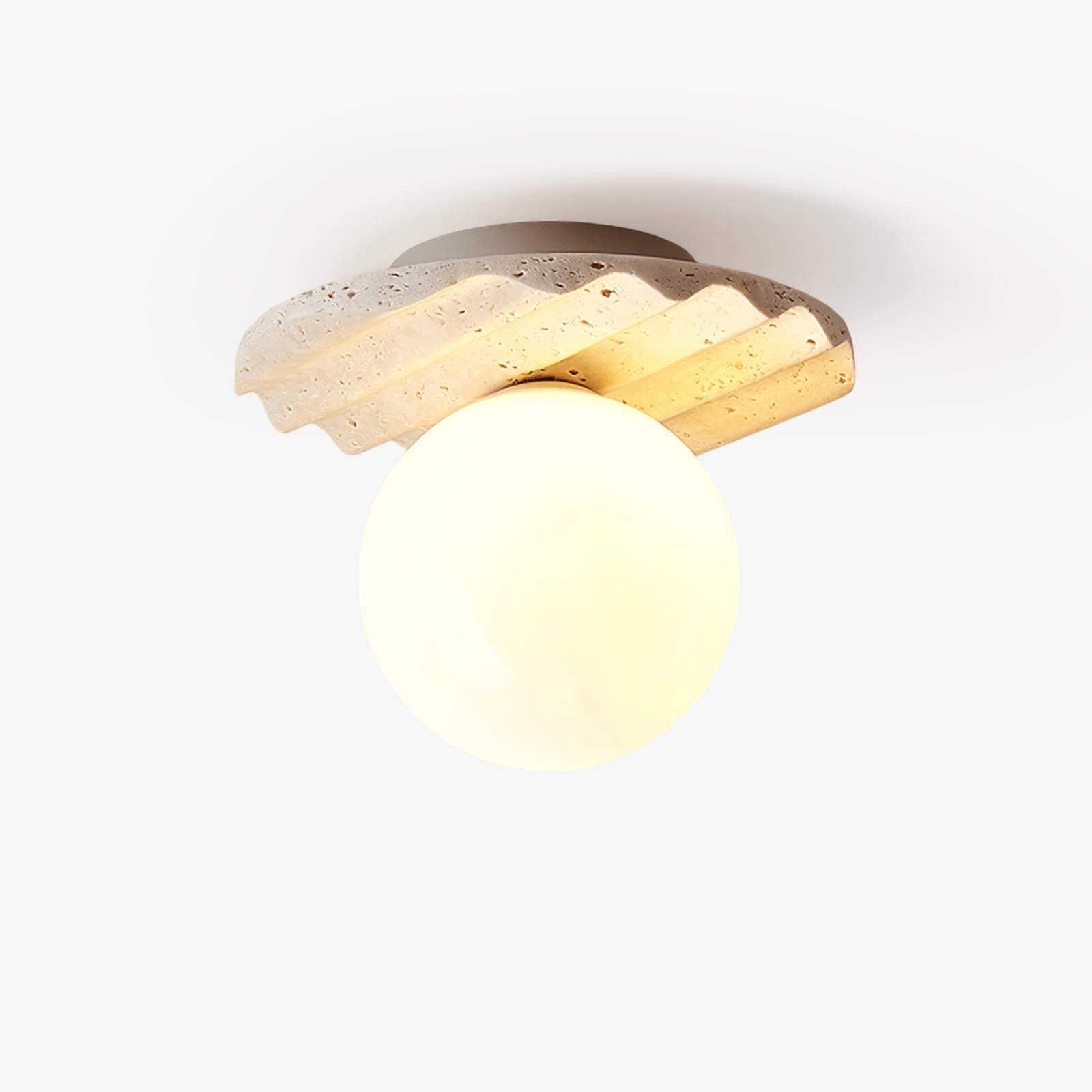 Travertine Wave Ceiling Light-Neutral Decor