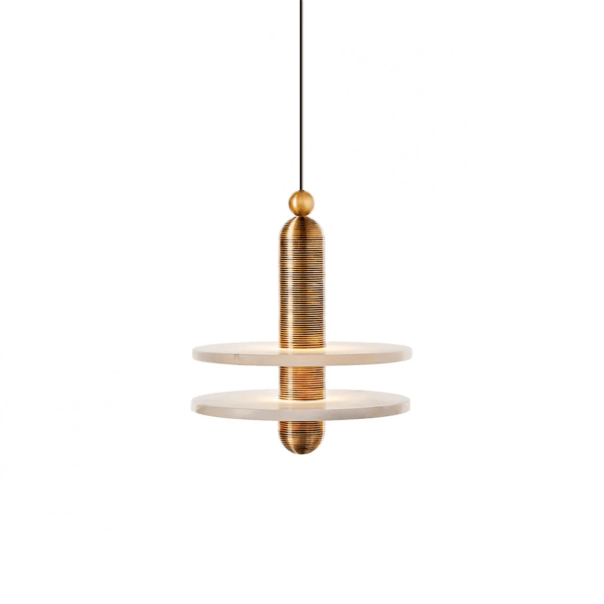 Orion Brushed Brass Alabaster Pendant Light-Neutral Decor