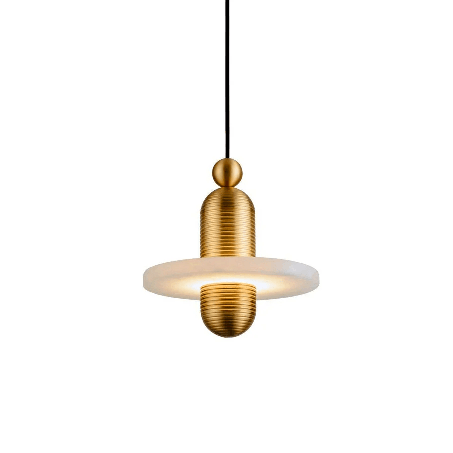 Orion Brushed Brass Alabaster Pendant Light-Neutral Decor