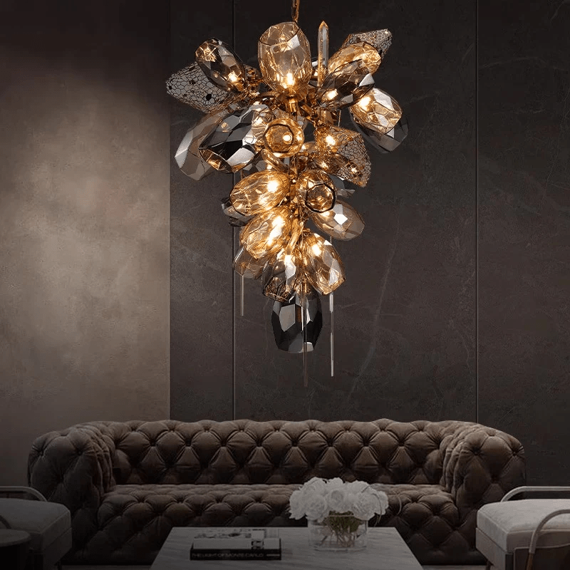 Aurora Chandelier Modern Glass Crystal Smoked Cluster-Neutral Decor