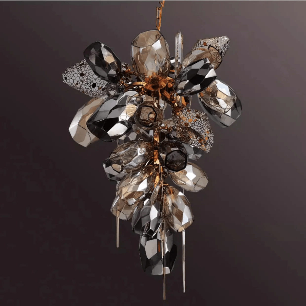 Aurora Chandelier Modern Glass Crystal Smoked Cluster-Neutral Decor