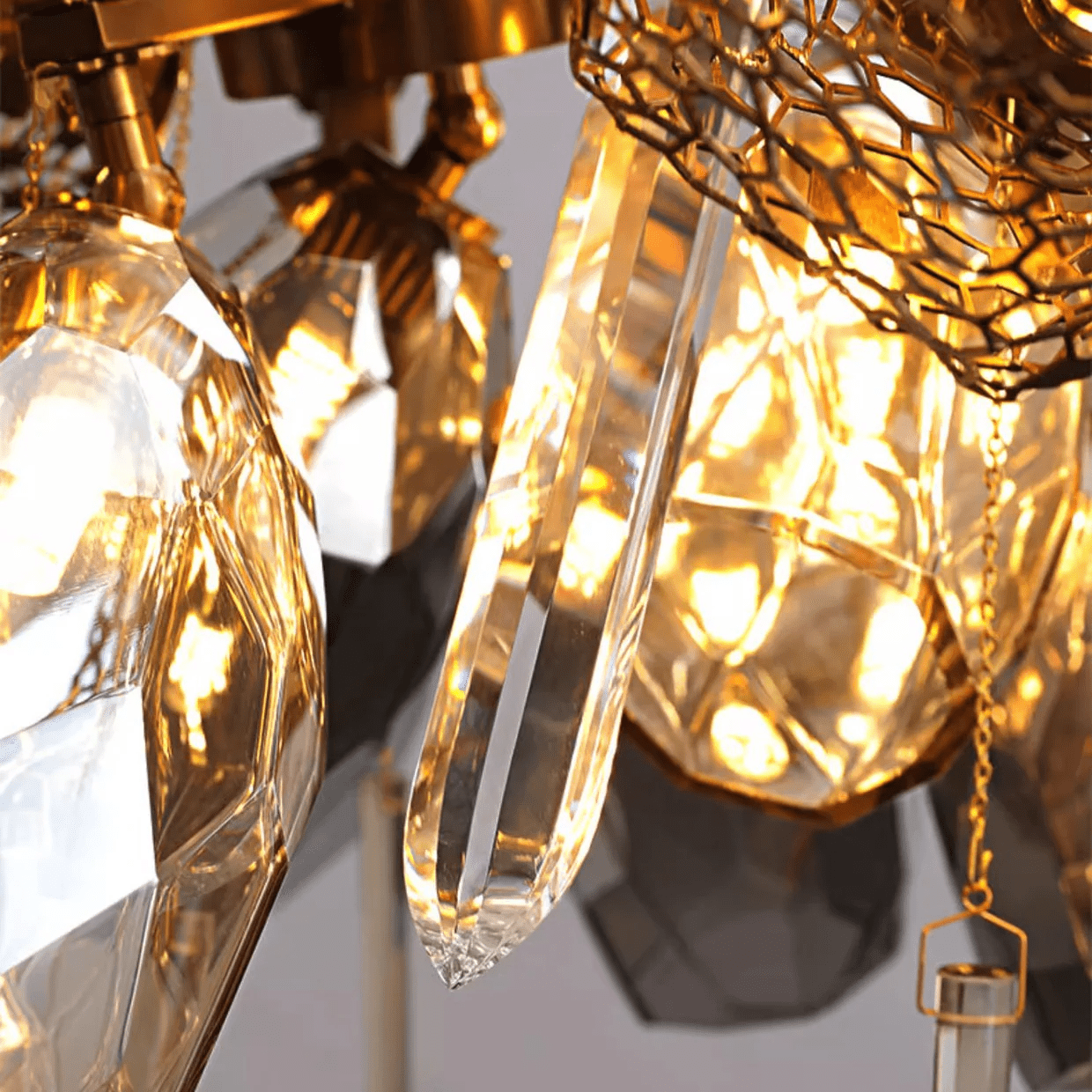 Aurora Chandelier Modern Glass Crystal Smoked Cluster-Neutral Decor