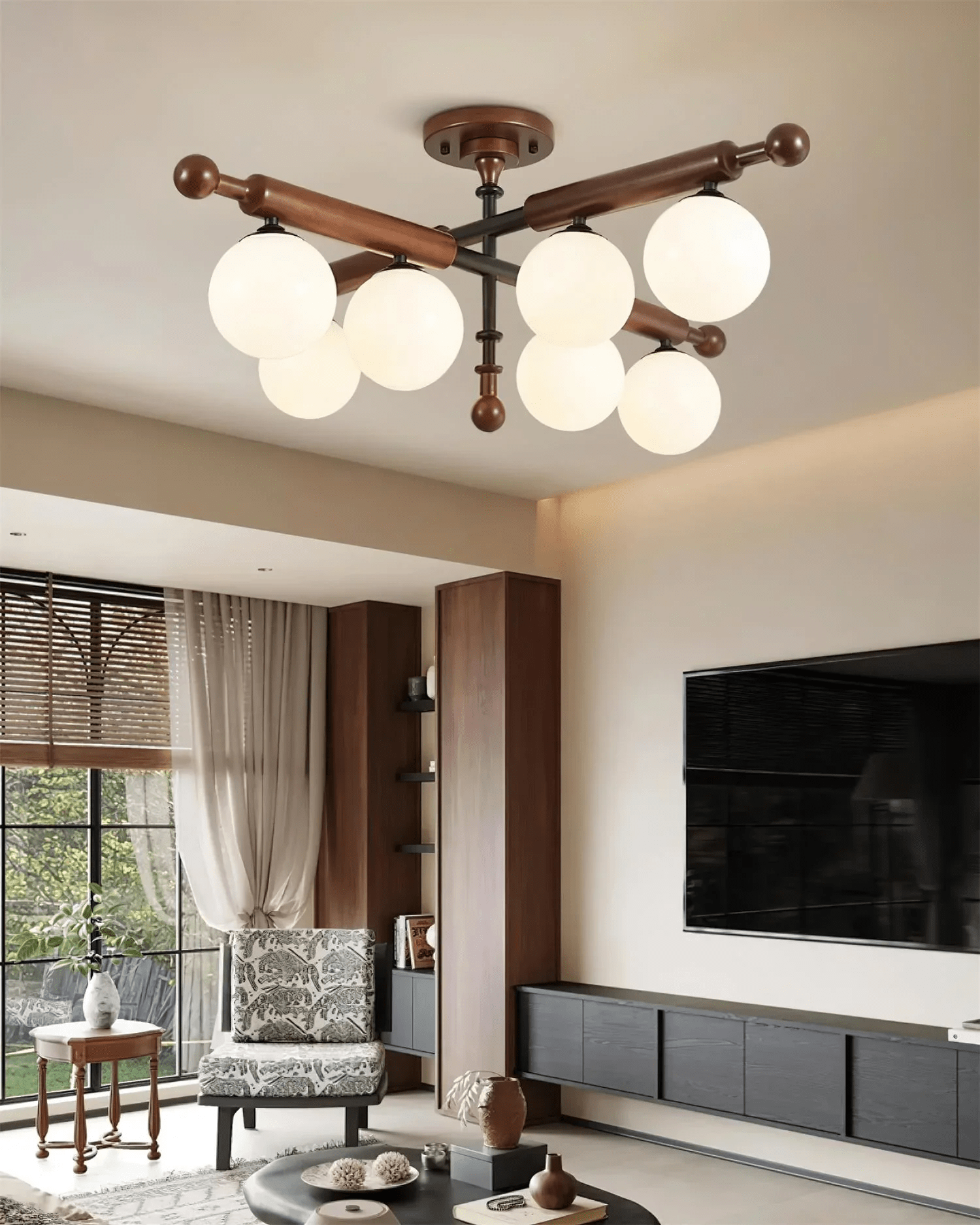 Rusticana Crossbeam Wood Ceiling Light-Neutral Decor
