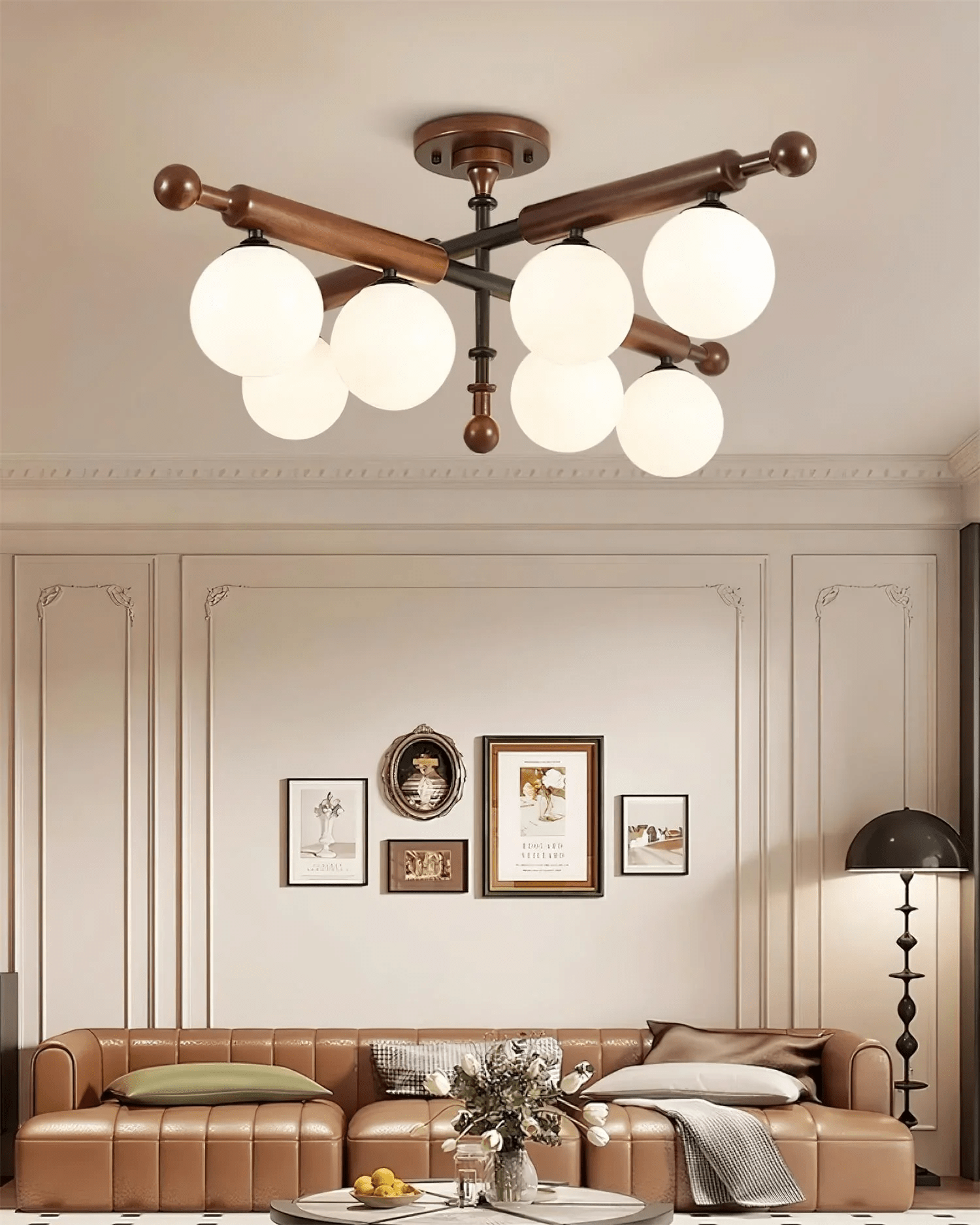 Rusticana Crossbeam Wood Ceiling Light-Neutral Decor