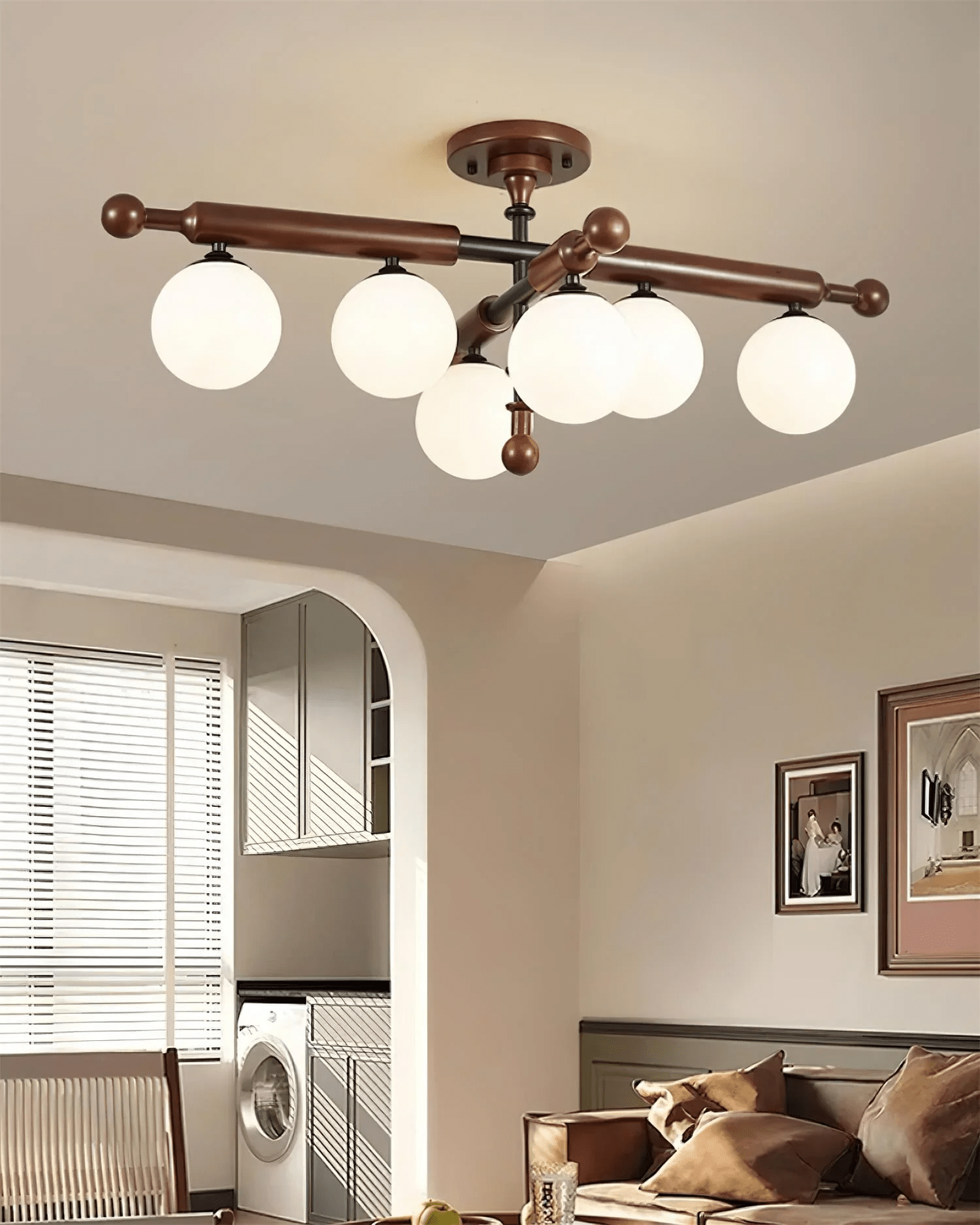 Rusticana Crossbeam Wood Ceiling Light-Neutral Decor