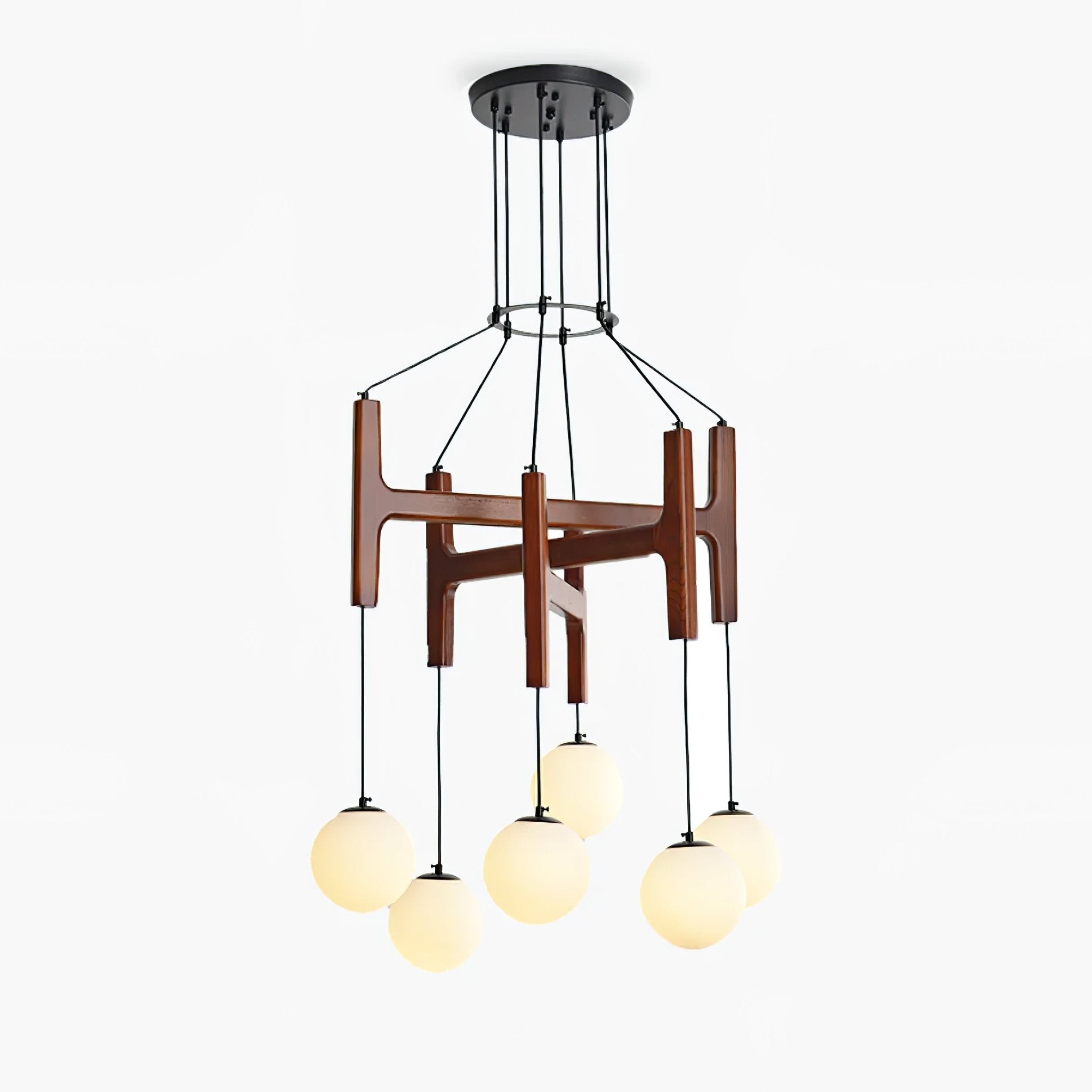 Xylocube Geometric Wood Globe Pendant Light-Neutral Decor