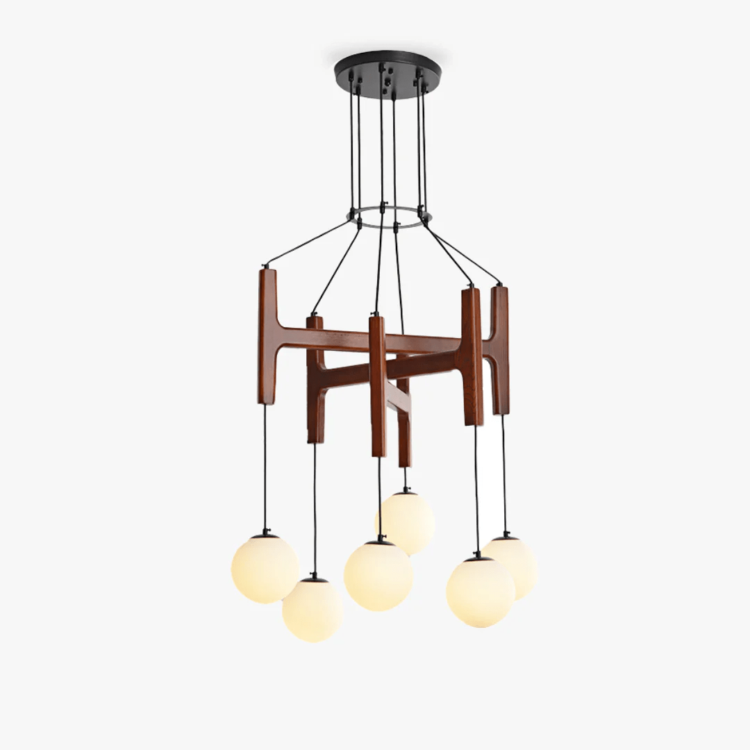 Xylocube Geometric Wood Globe Pendant Light-Neutral Decor