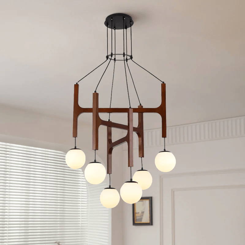 Xylocube Geometric Wood Globe Pendant Light-Neutral Decor