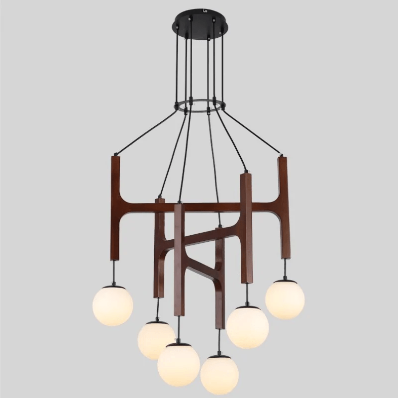 Xylocube Geometric Wood Globe Pendant Light-Neutral Decor