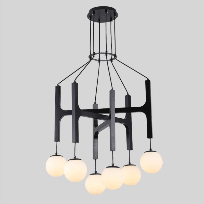 Xylocube Geometric Wood Globe Pendant Light-Neutral Decor