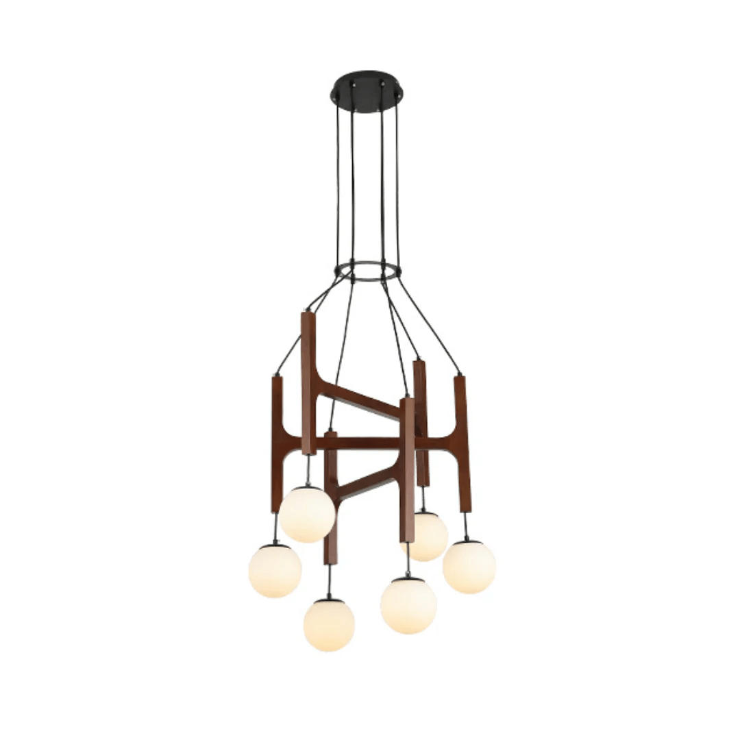 Xylocube Geometric Wood Globe Pendant Light-Neutral Decor