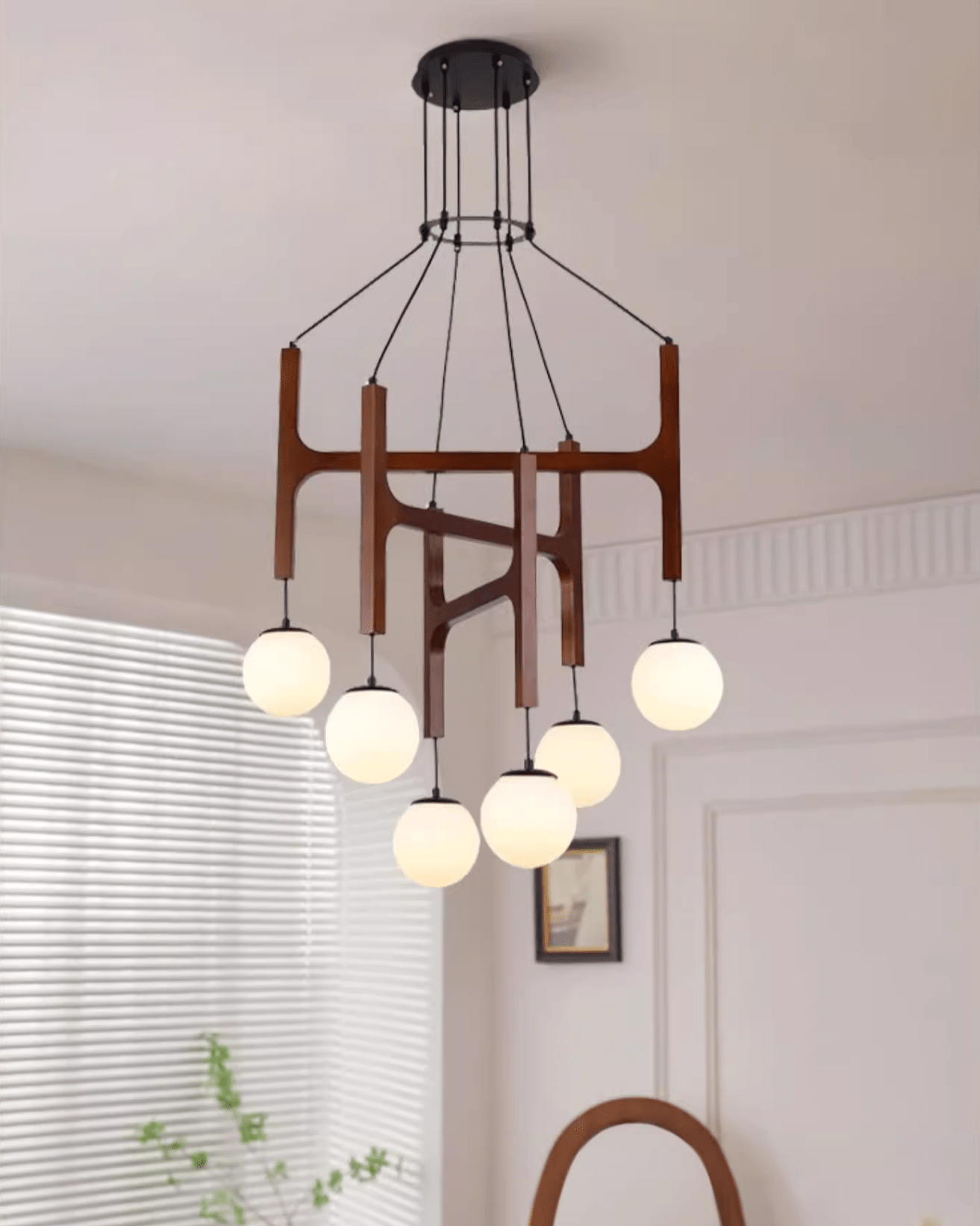 Xylocube Geometric Wood Globe Pendant Light-Neutral Decor