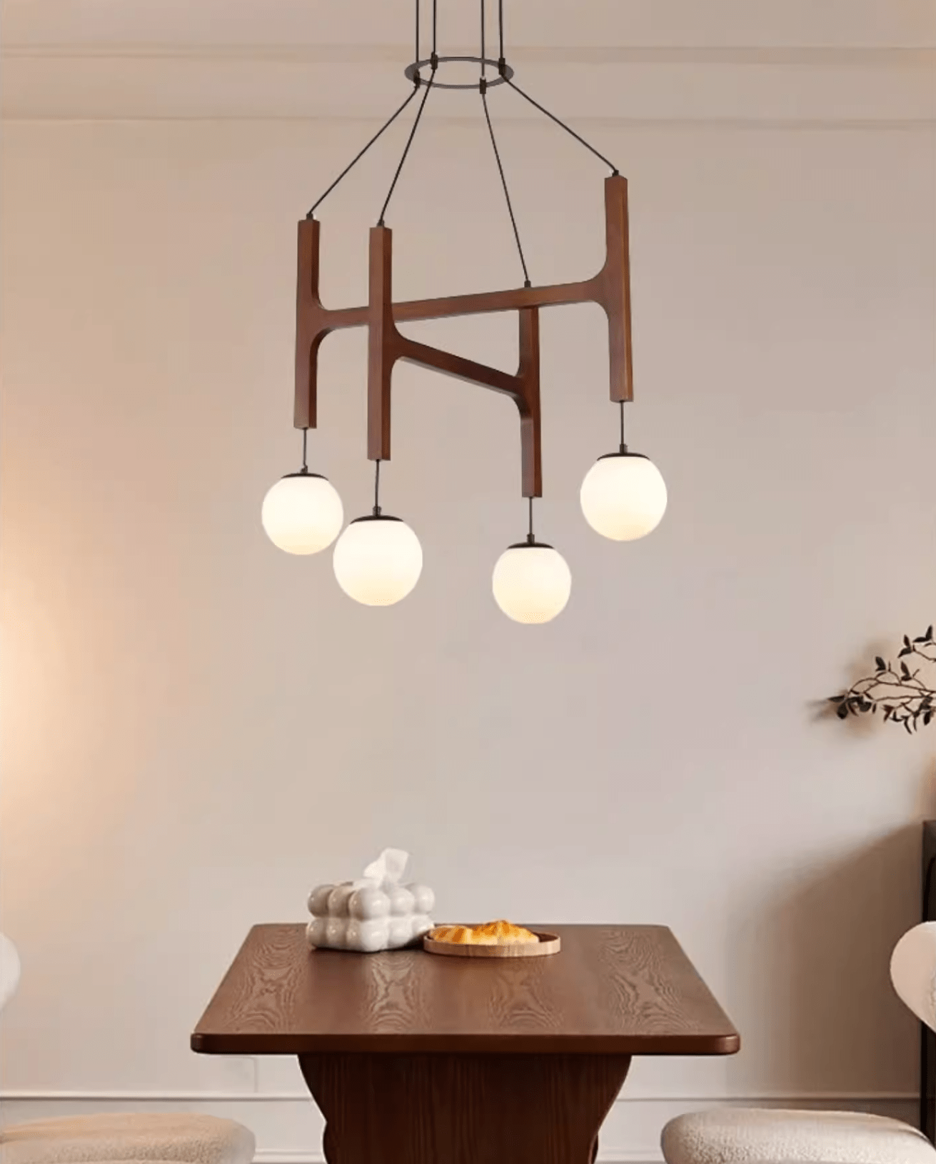 Xylocube Geometric Wood Globe Pendant Light-Neutral Decor
