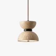 Tersus Travertine Hourglass Pendant Light Double-dome-Neutral Decor
