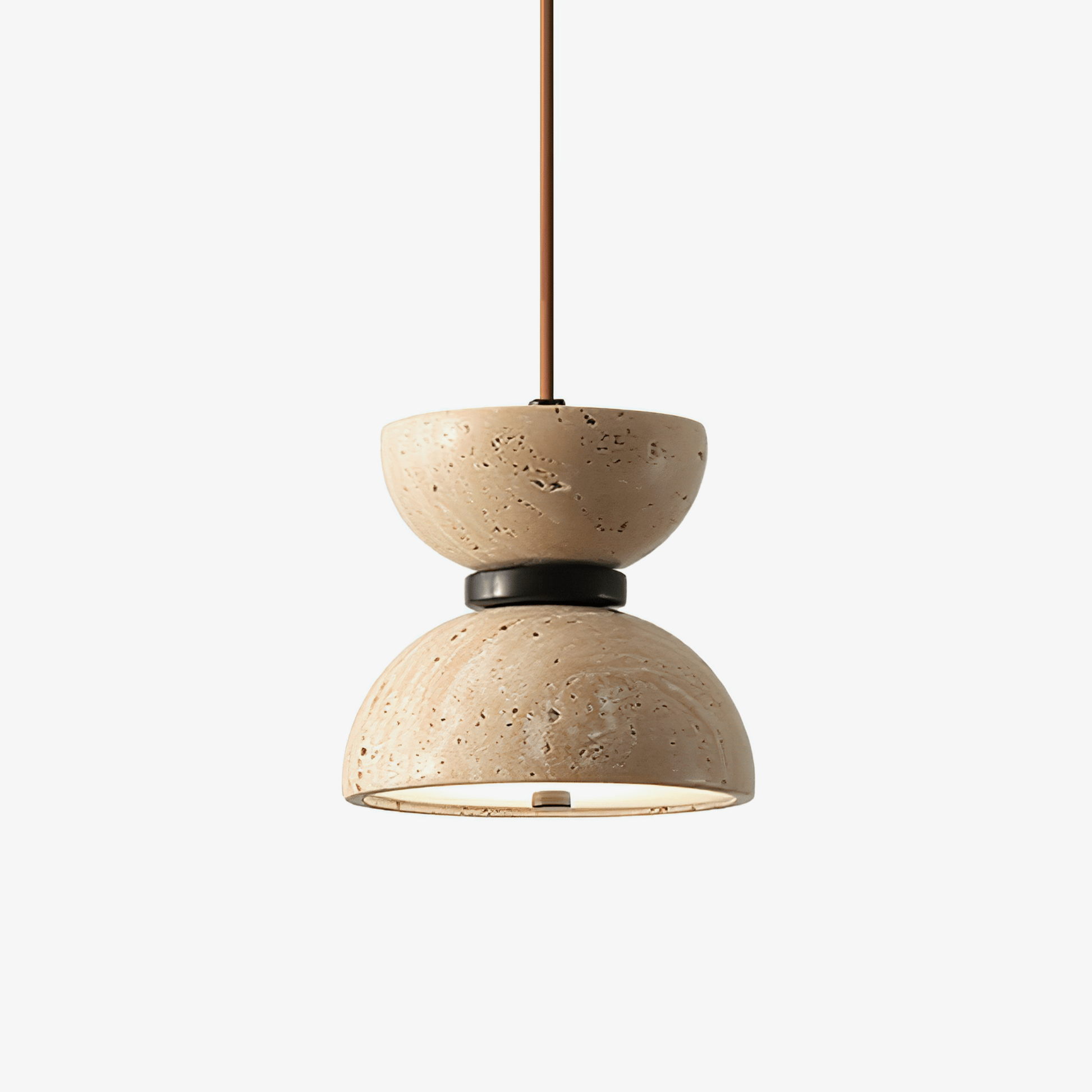 Tersus Travertine Hourglass Pendant Light Double-dome-Neutral Decor