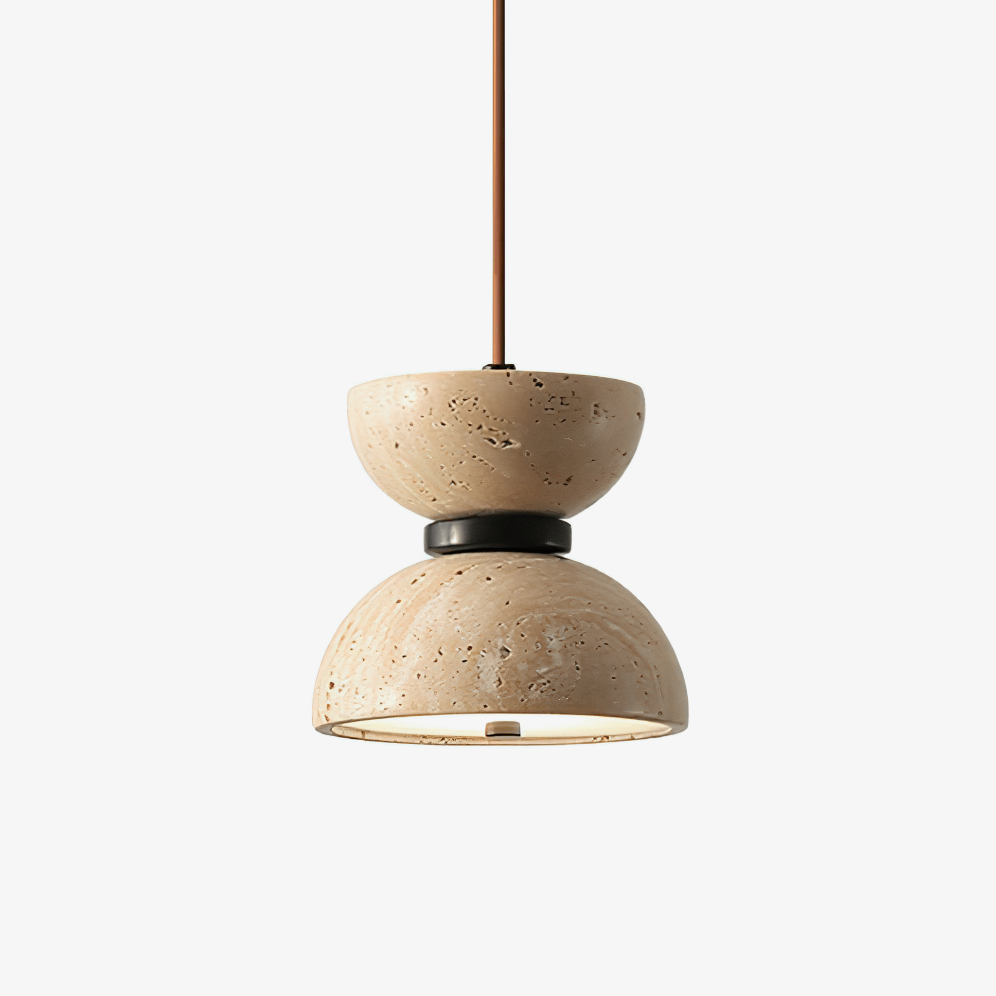 Tersus Travertine Hourglass Pendant Light Double-dome-Neutral Decor