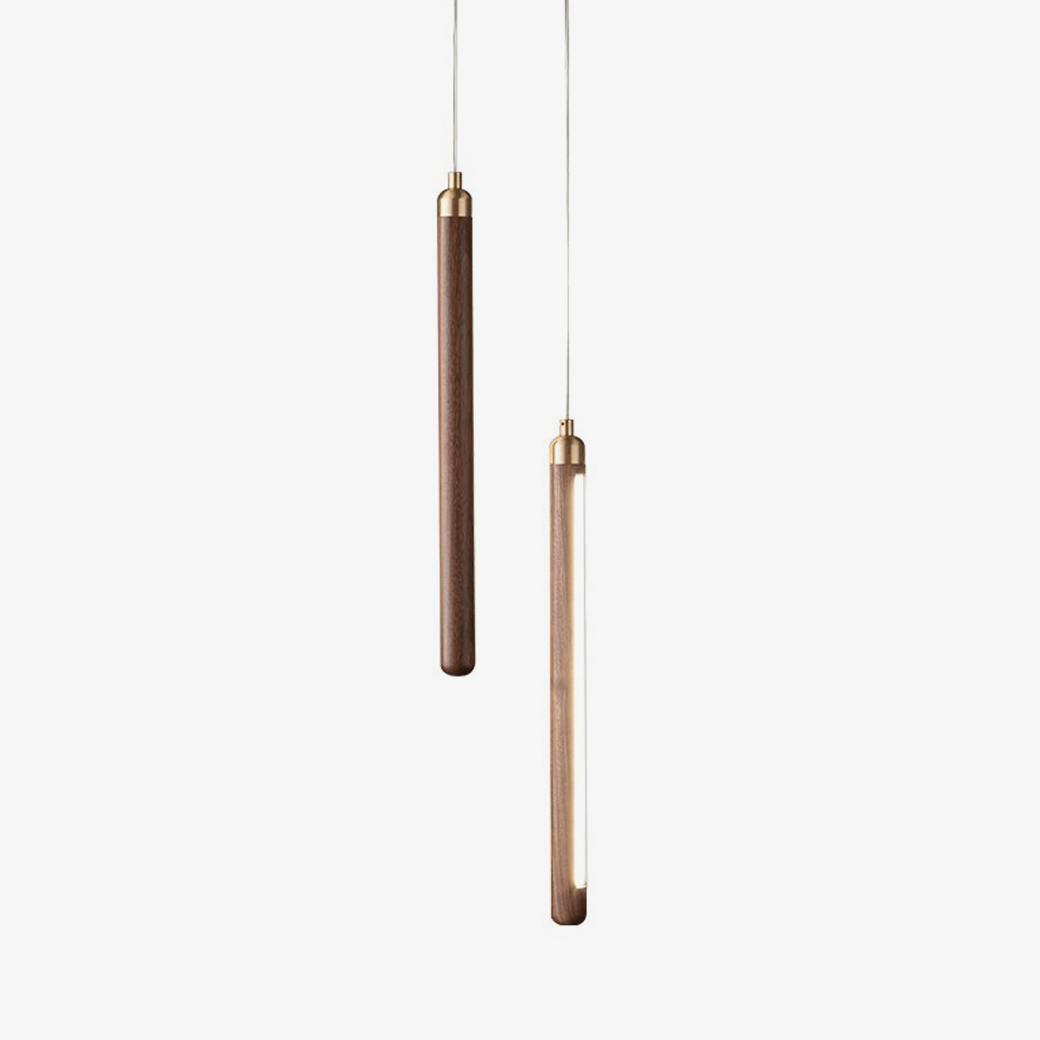 Kyoto Walnut Brass Linear Pendant Light-Neutral Decor