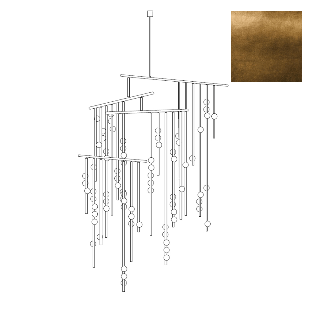 Bara Geometric Brass Linear Pendant Light Chandelier-Neutral Decor