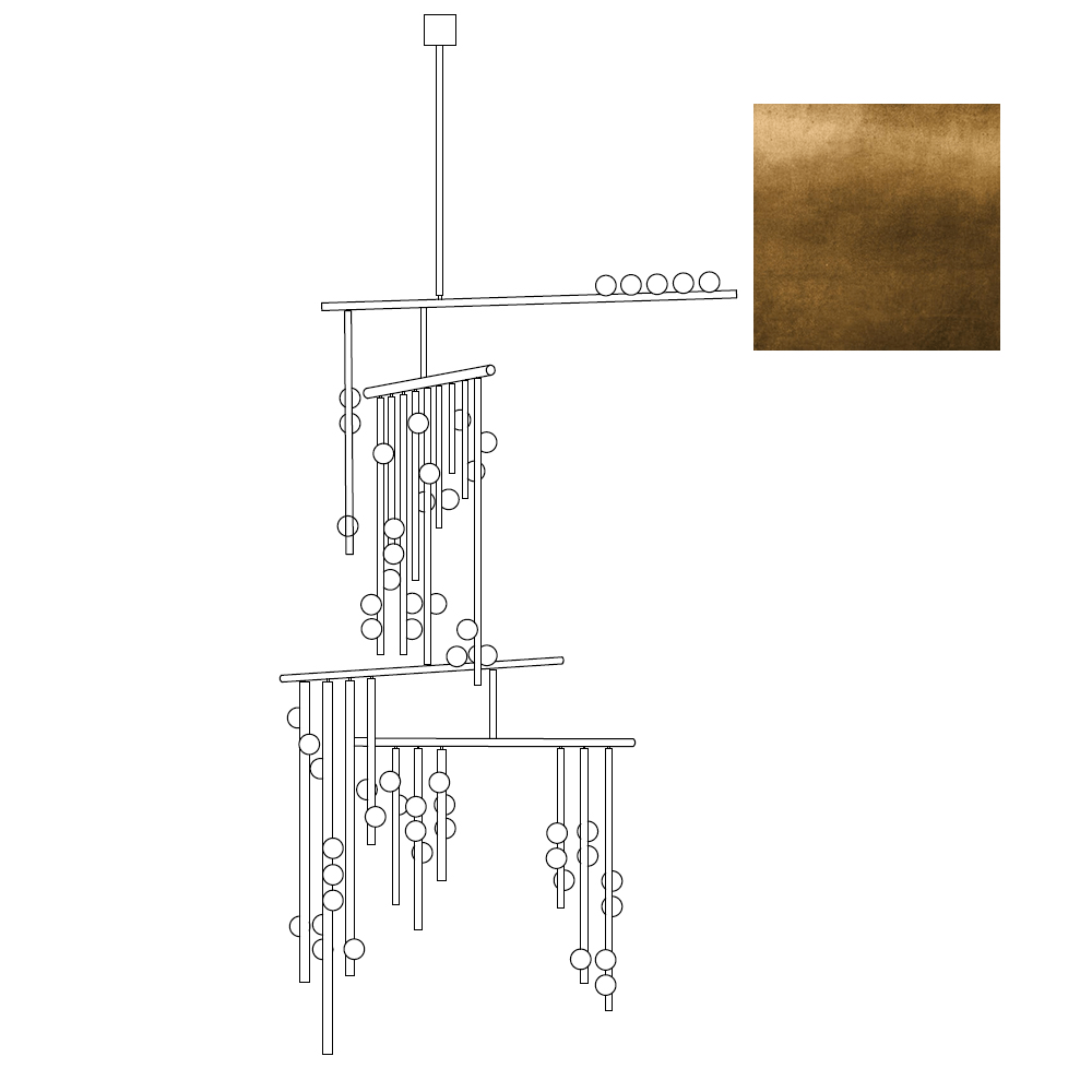 Bara Geometric Brass Linear Pendant Light Chandelier-Neutral Decor